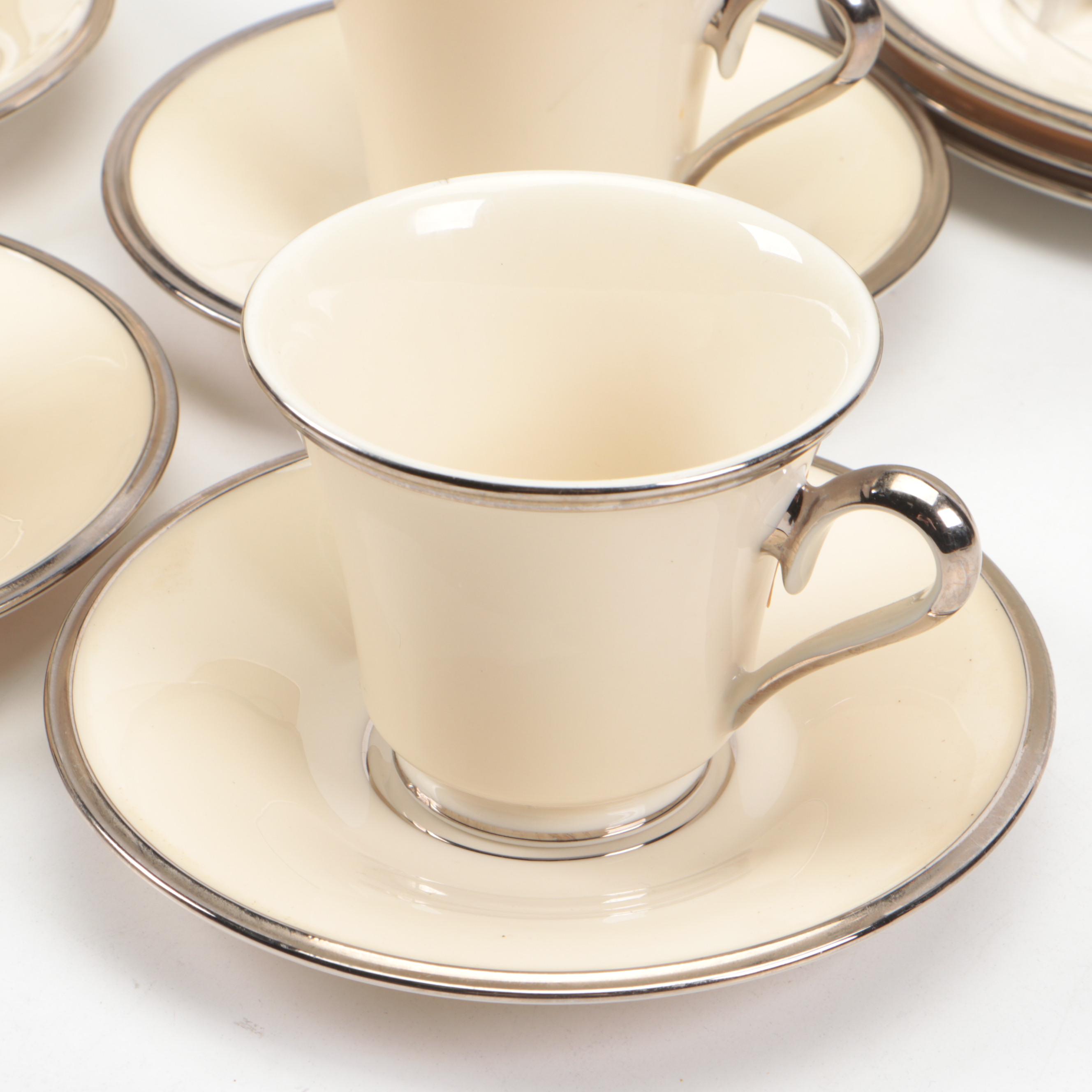 Lenox "Solitaire" Platinum Rim Porcelain Dinnerware