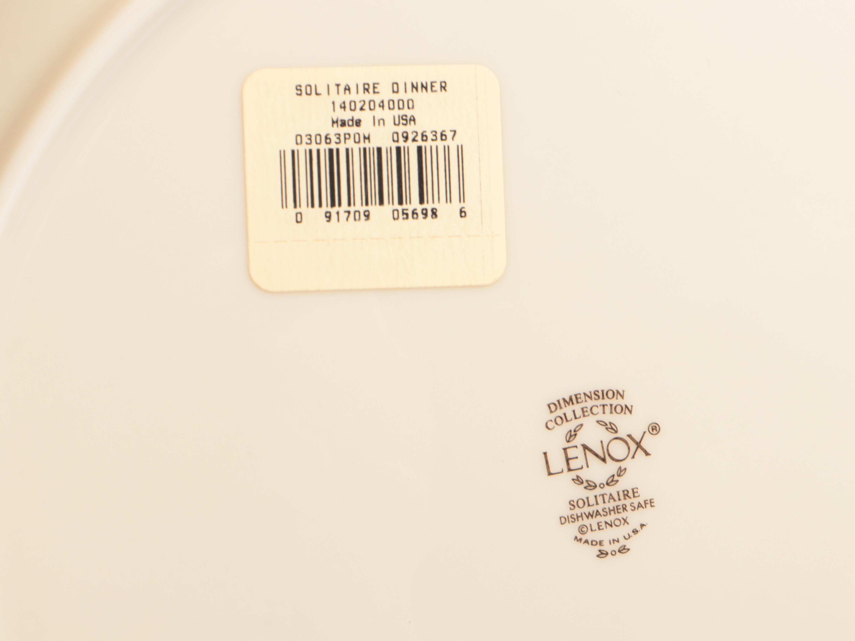 Lenox "Solitaire" Platinum Rim Porcelain Dinnerware