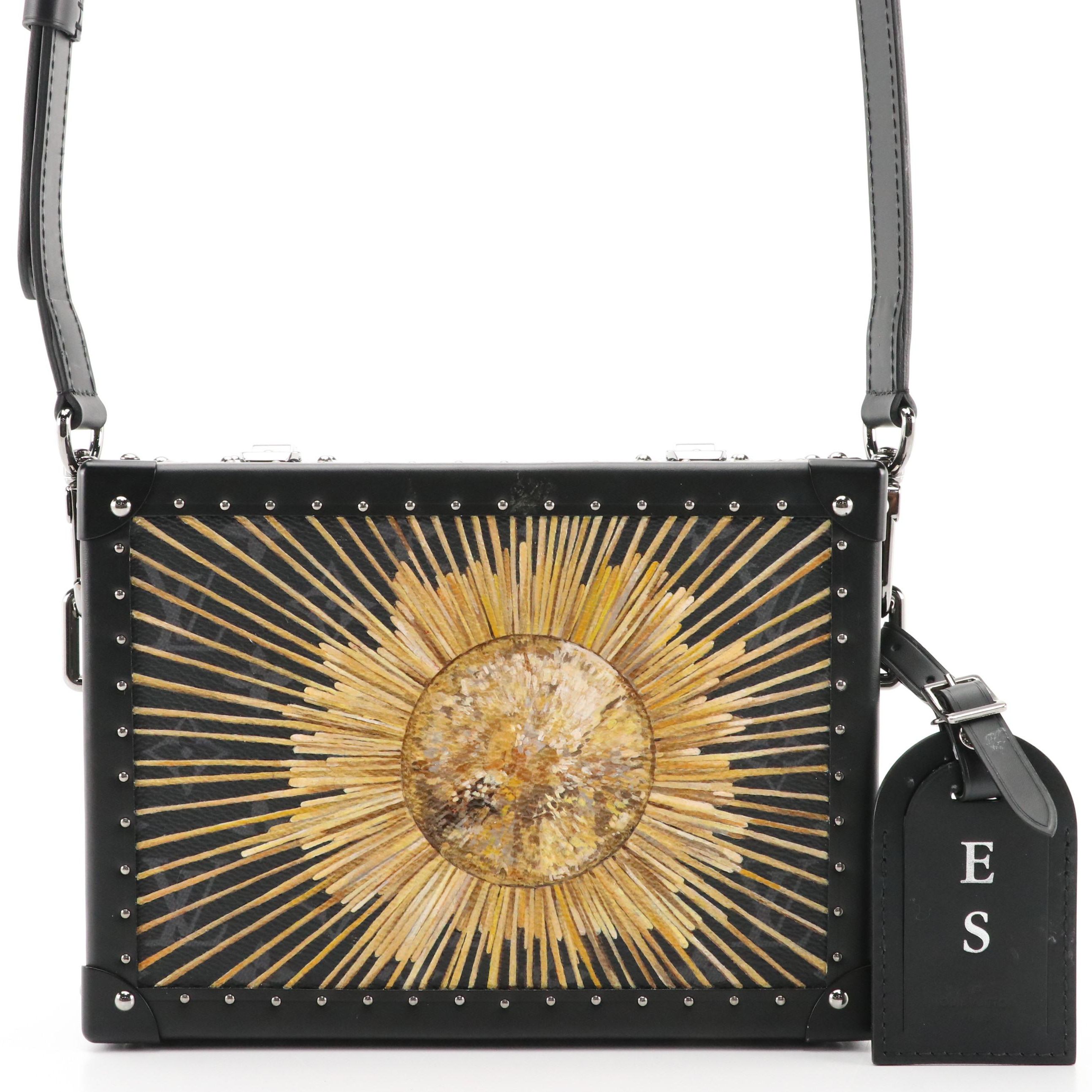 Louis Vuitton Hand-Painted Crossbody Trunk Box Bag in Monogram Eclipse Canvas