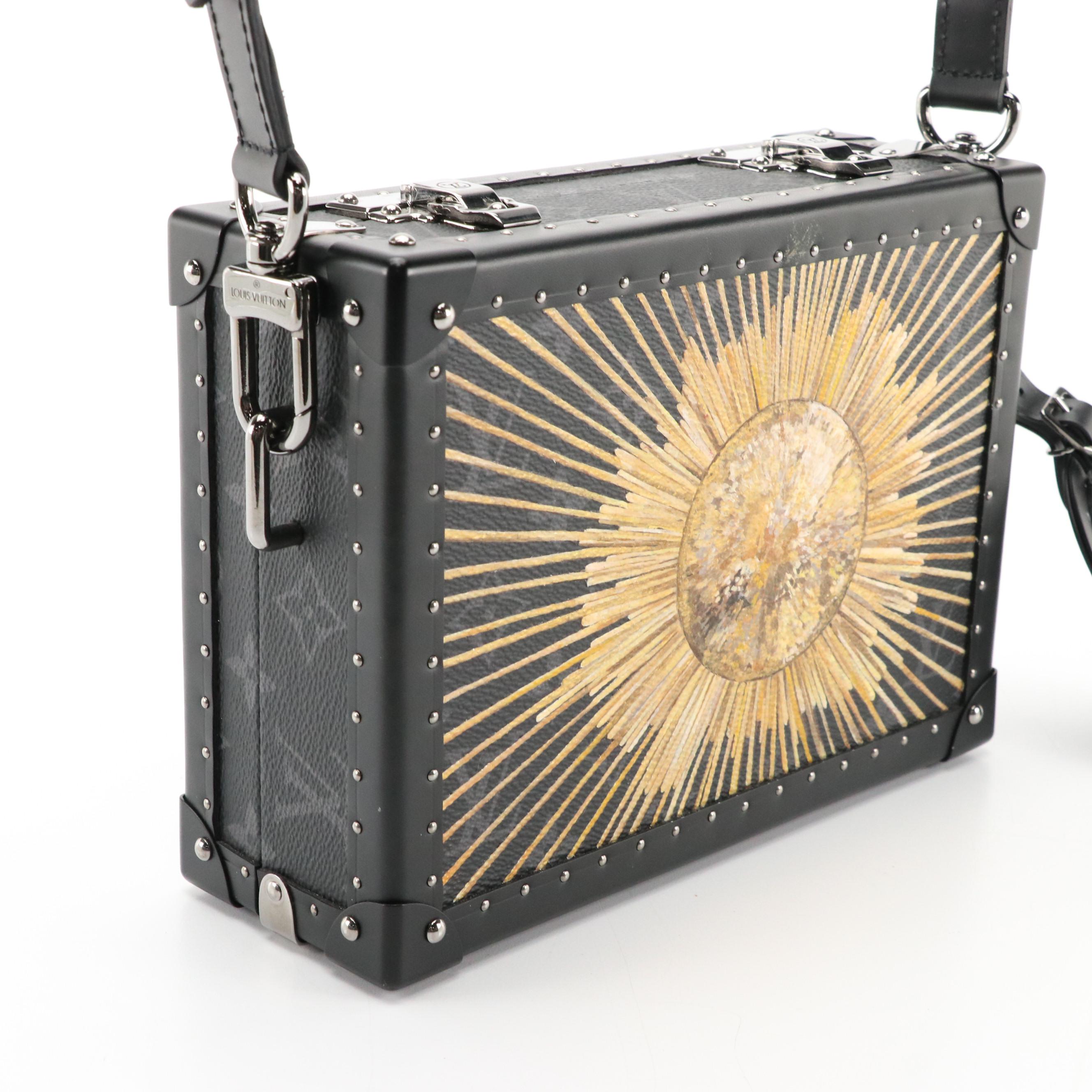 Louis Vuitton Hand-Painted Crossbody Trunk Box Bag in Monogram Eclipse Canvas
