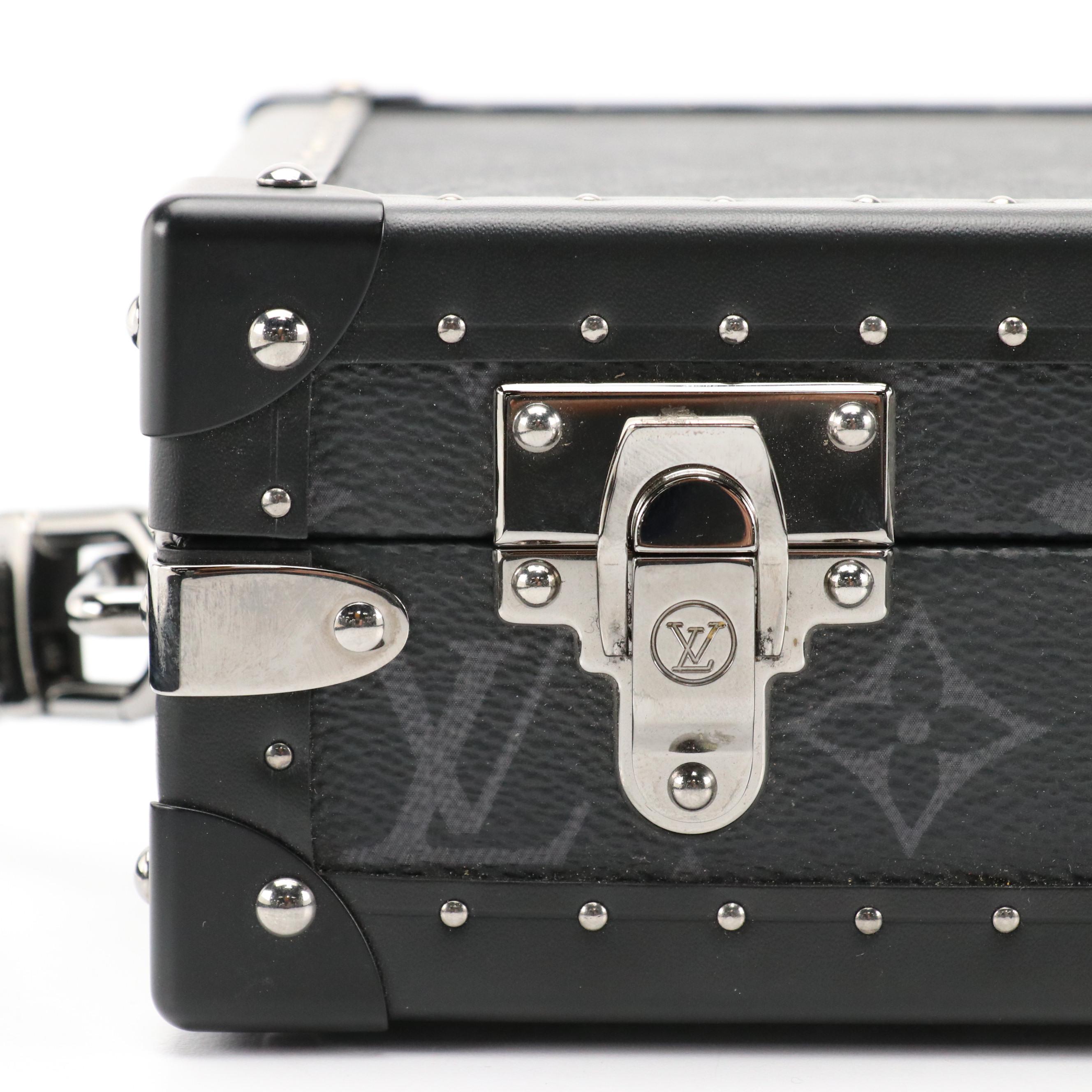 Louis Vuitton Hand-Painted Crossbody Trunk Box Bag in Monogram Eclipse Canvas