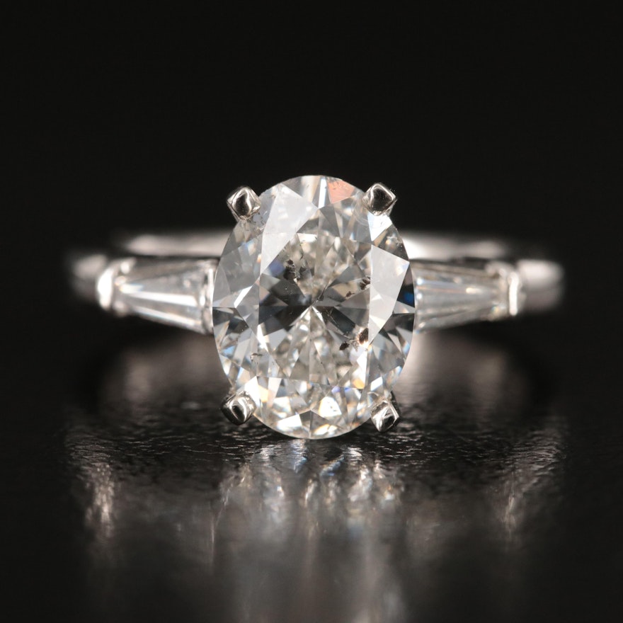 Platinum 2.25 CTW Diamond Ring with 14K Accent and GIA Report