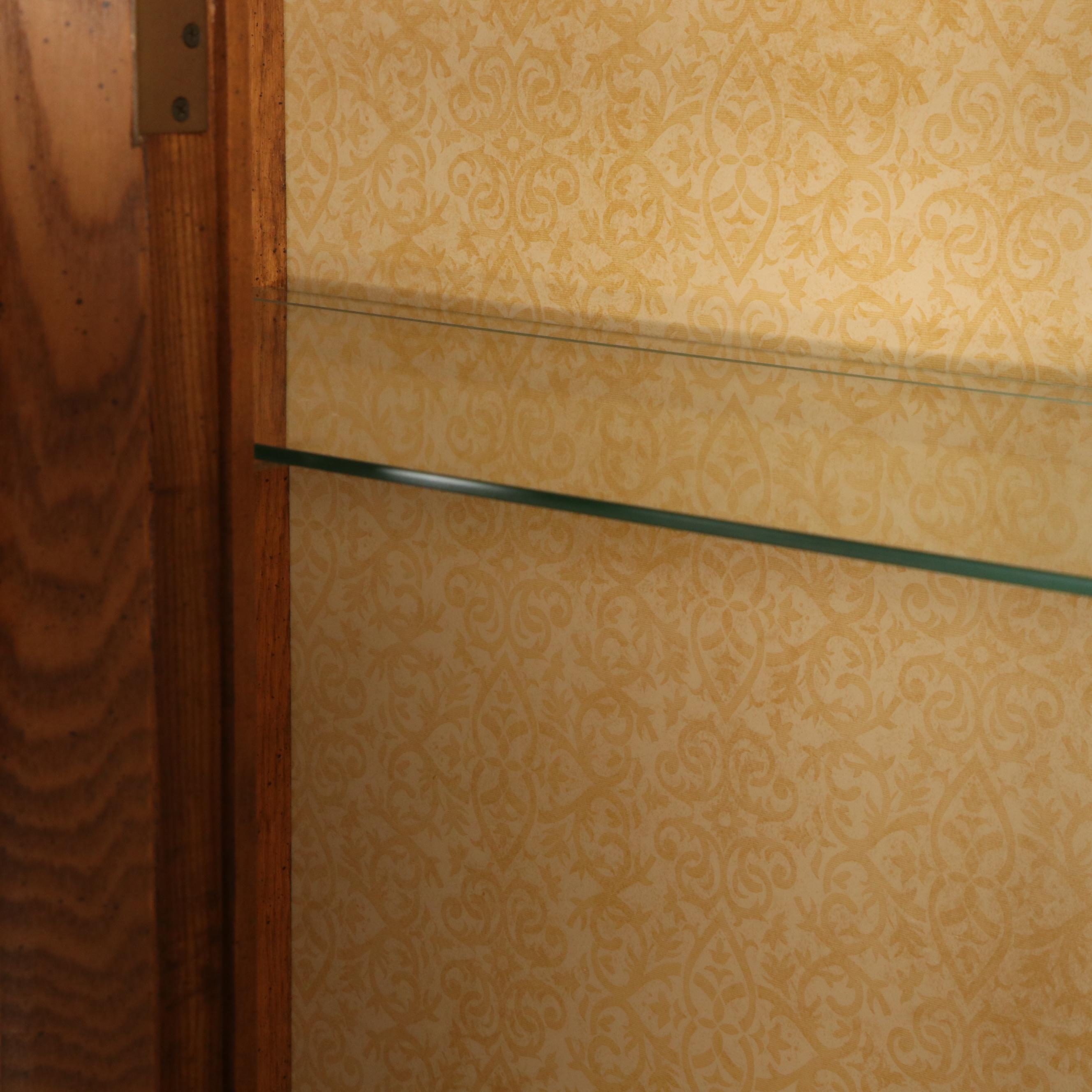 Stanley Furniture Faux Bamboo Oak, Cane and Glass Illuminated China Cabinet