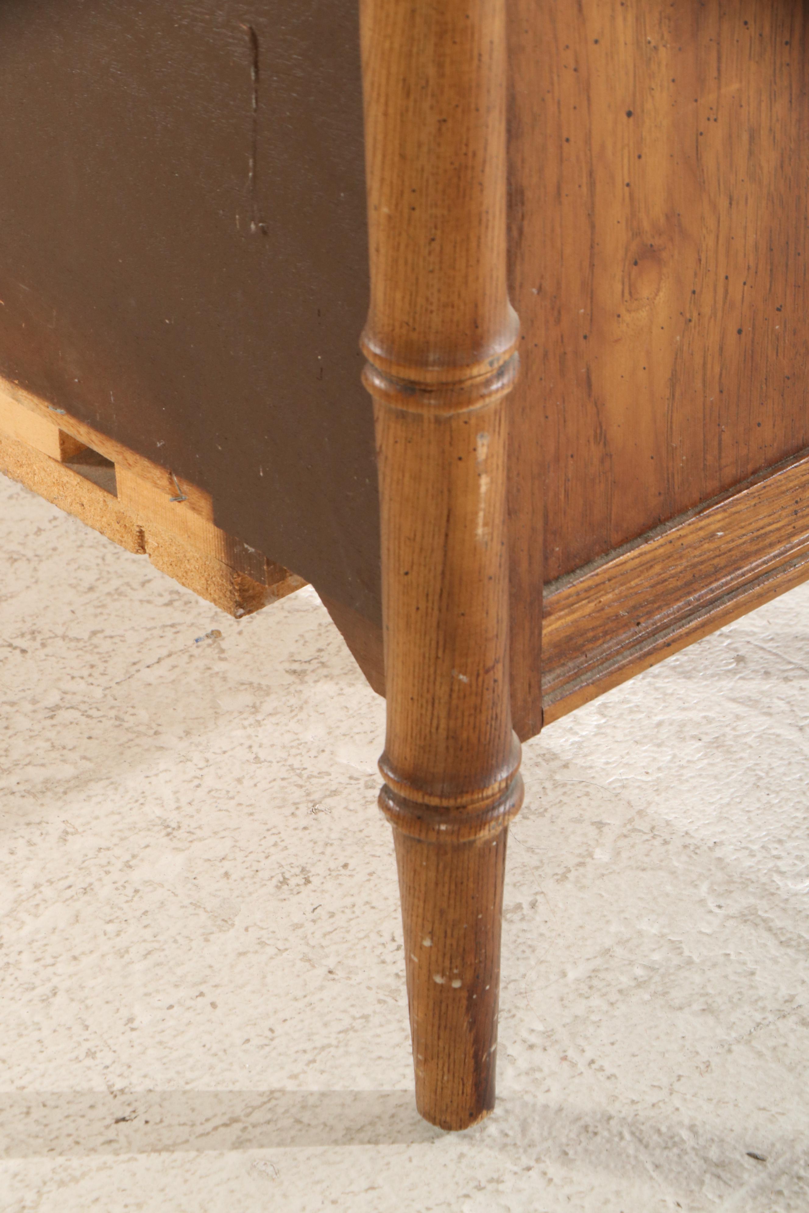 Stanley Furniture Faux Bamboo Oak, Cane and Glass Illuminated China Cabinet