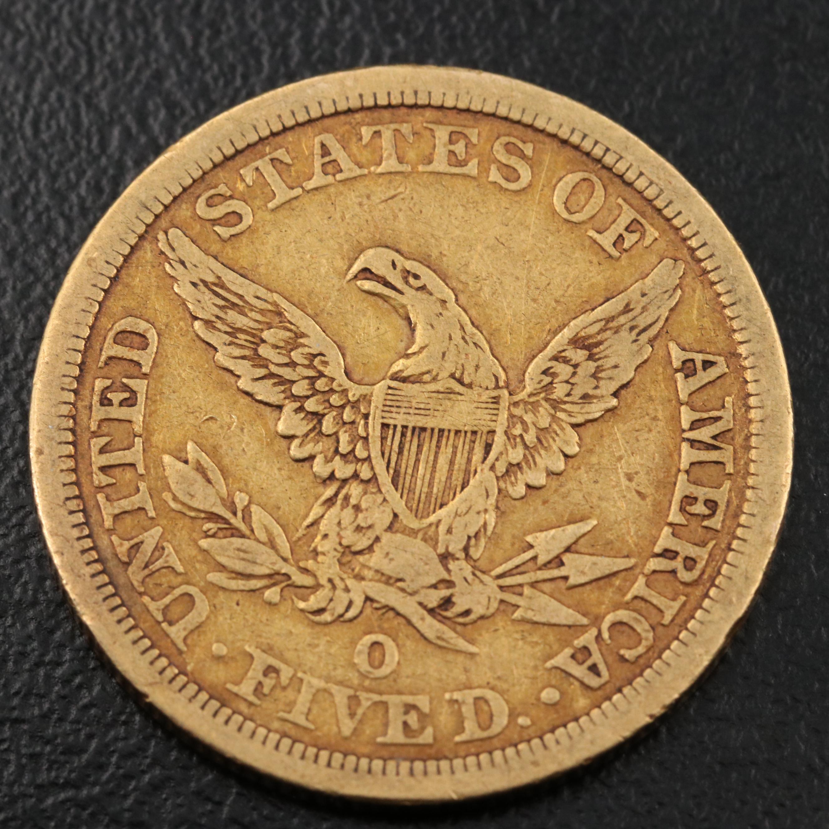 1845-O Liberty Head $5 Gold Coin