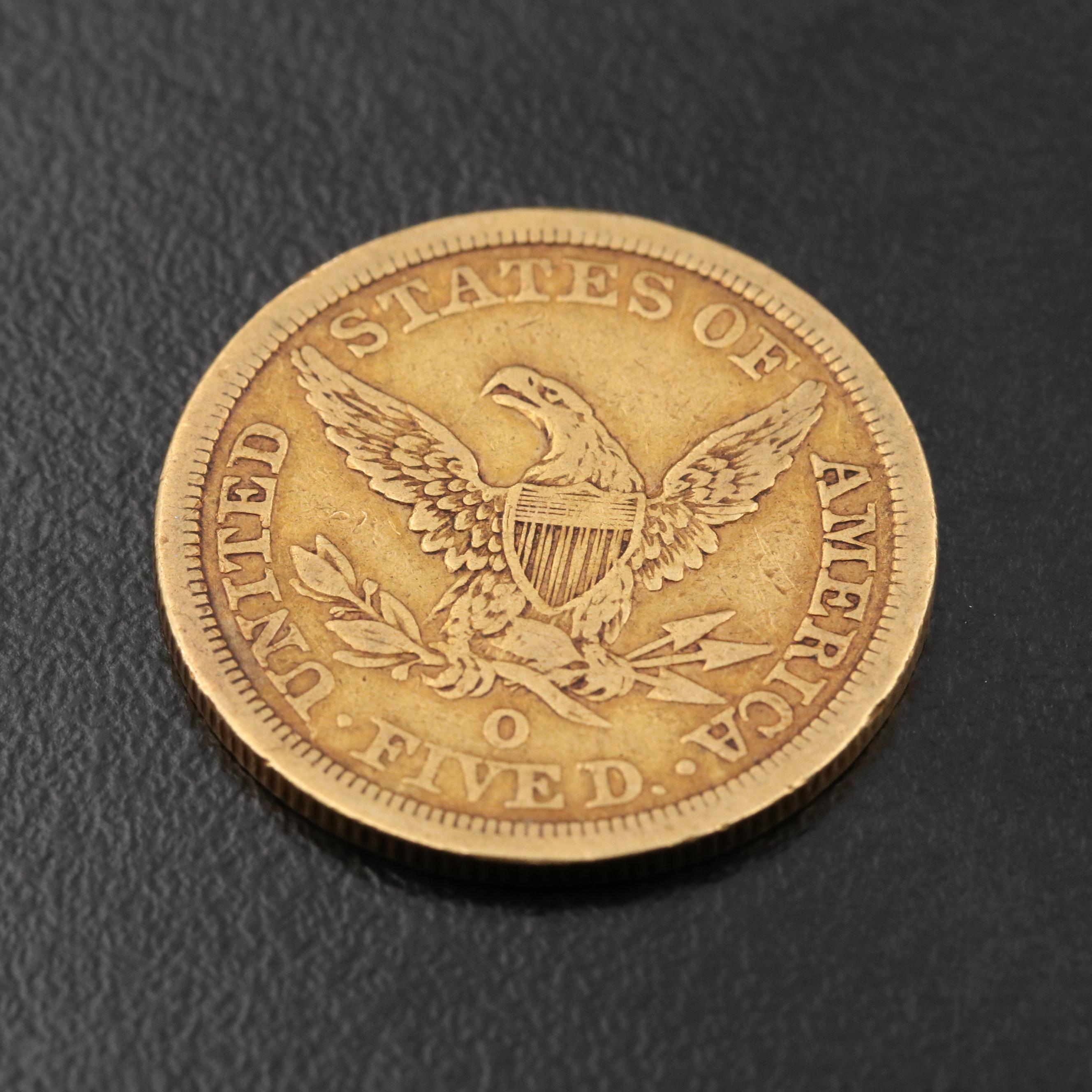 1845-O Liberty Head $5 Gold Coin