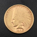 1908 No Motto Indian Head $10 Gold Coin
