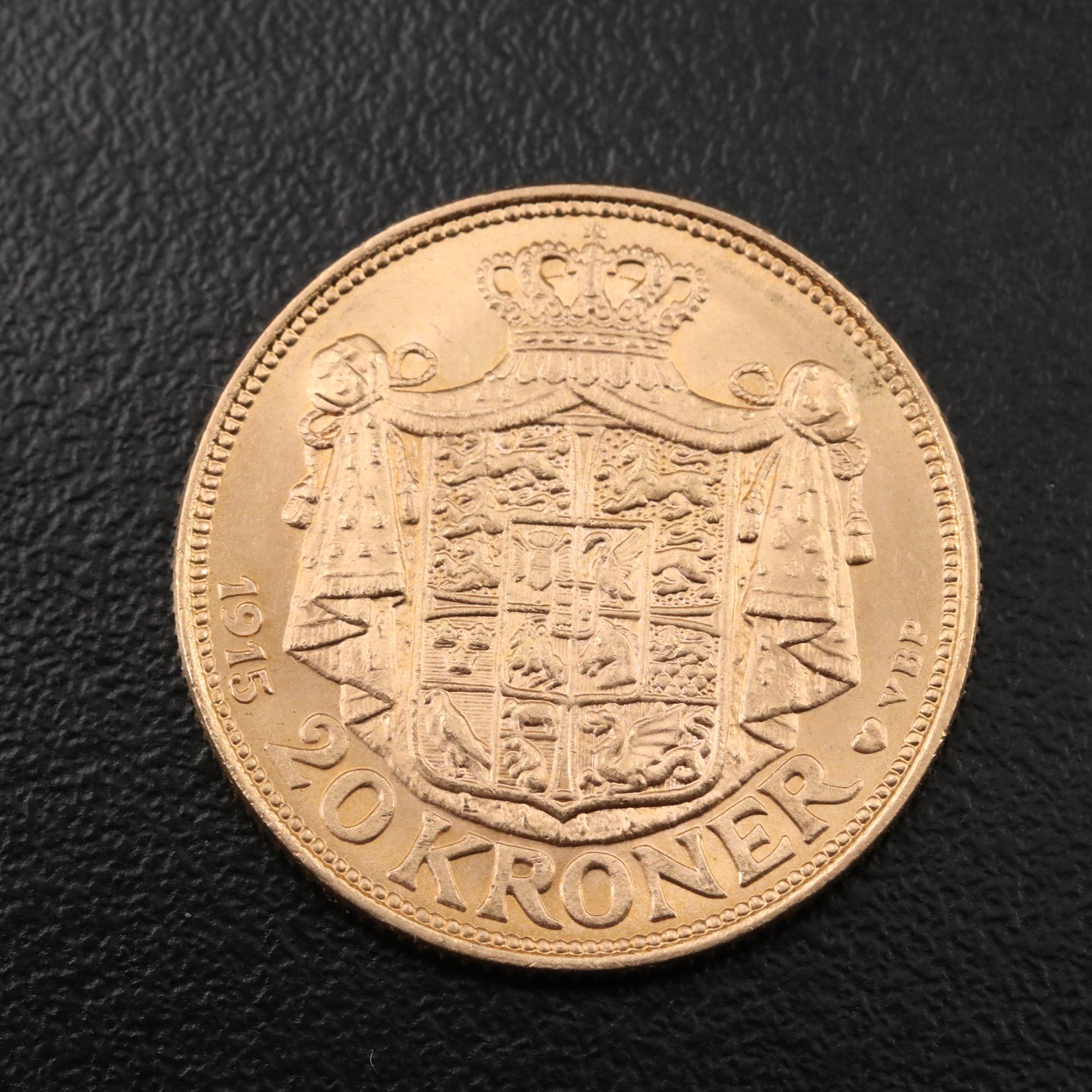 1915 Denmark Twenty Kroner Gold Coin