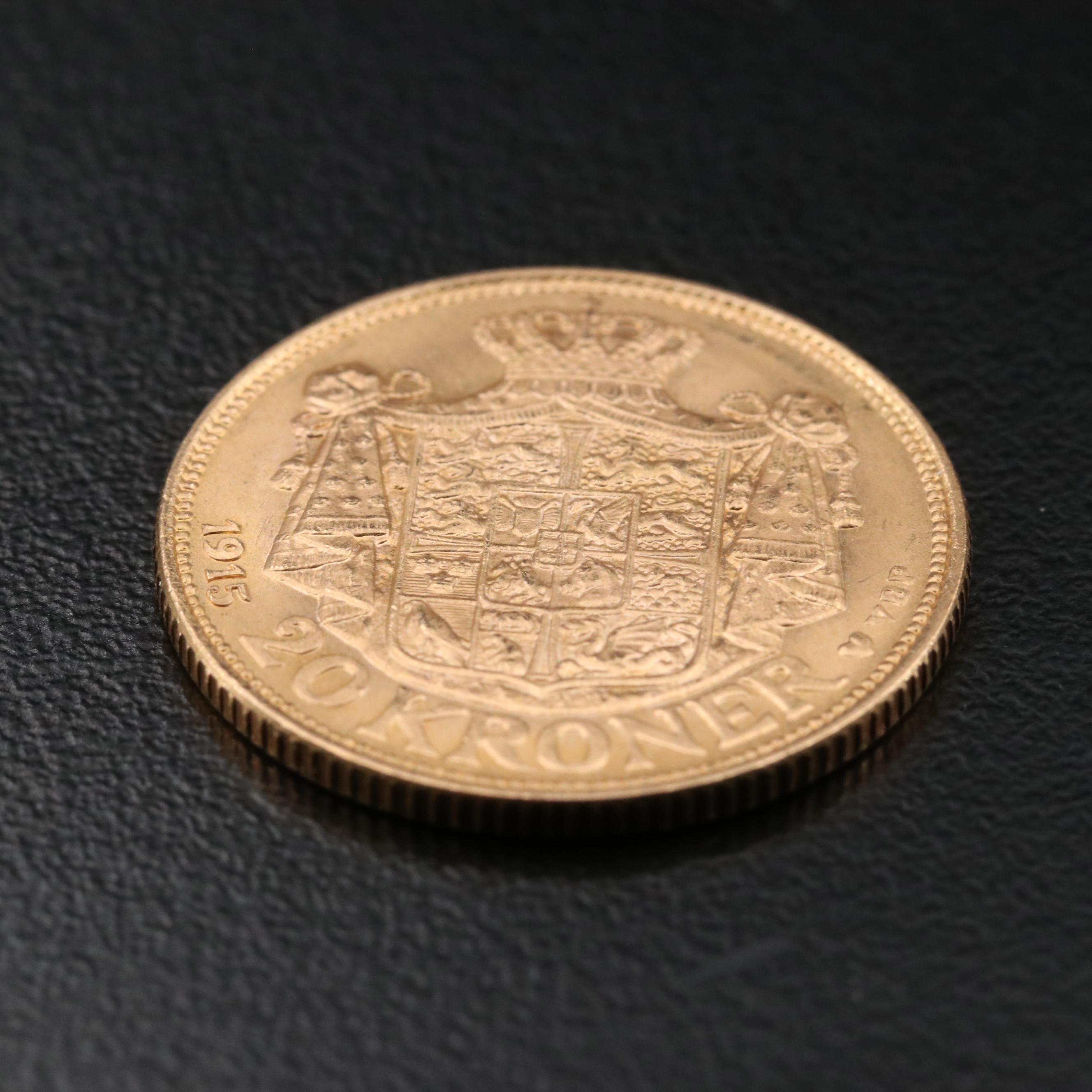 1915 Denmark Twenty Kroner Gold Coin