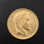 1866-BB France Twenty Francs Gold Coin