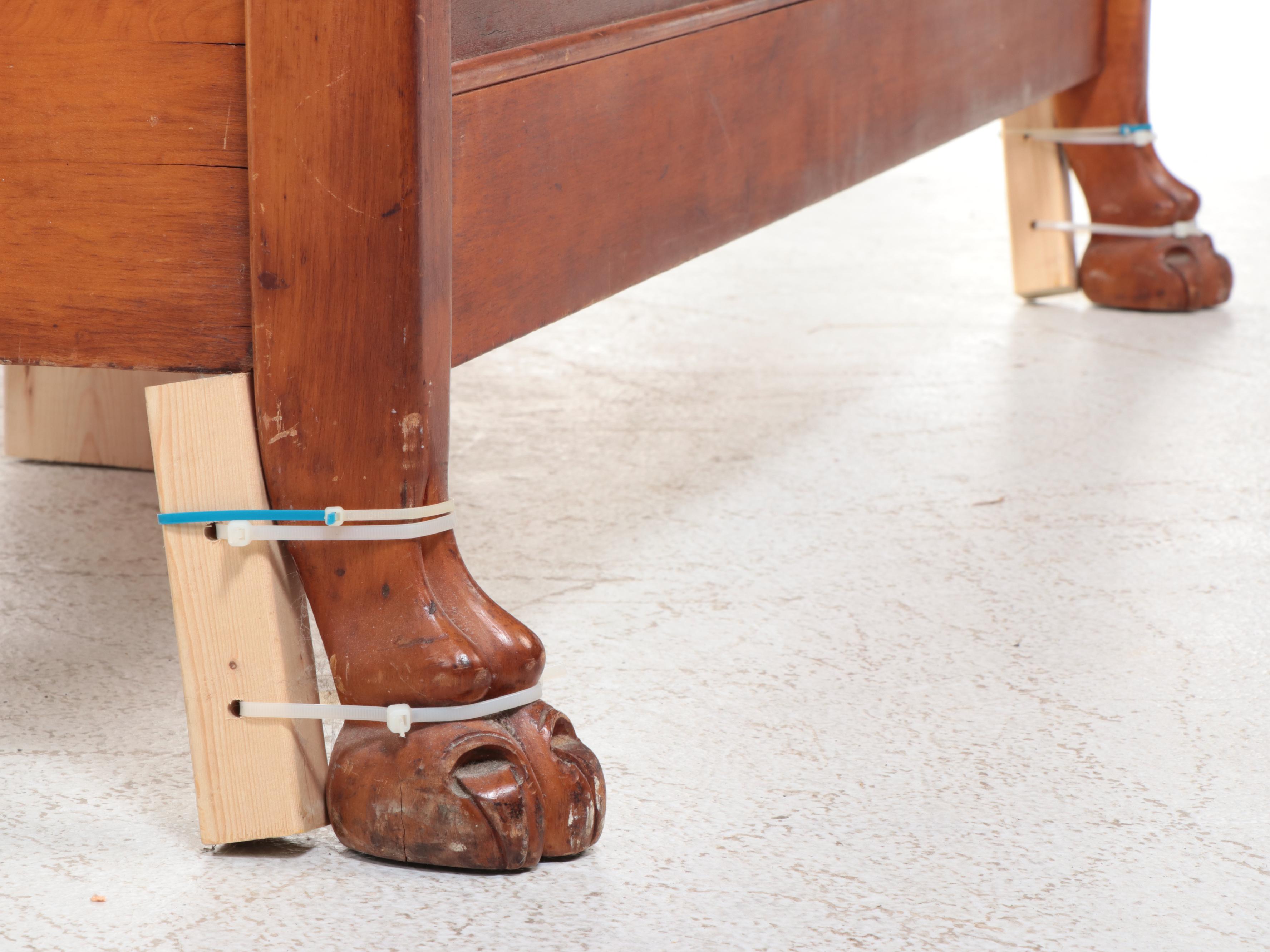 Louis Phillippe Style Birdseye Maple Sleigh Bed with Lion Paw Feet