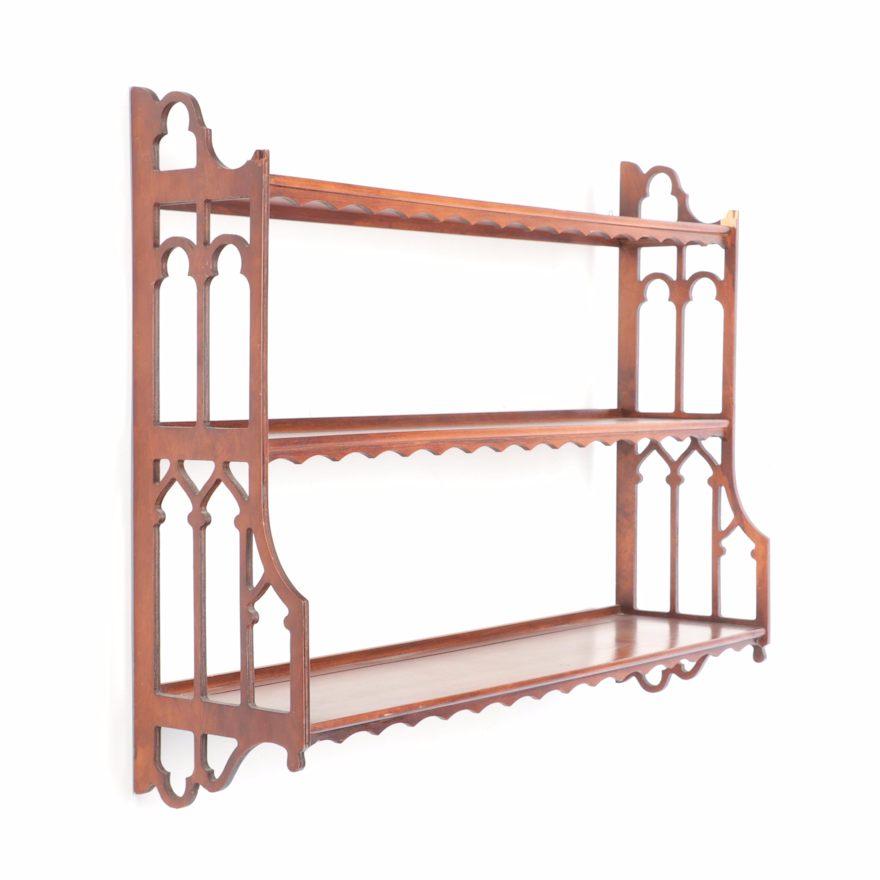 Chippendale Style Mahogany Wall-Mount Plate Rack