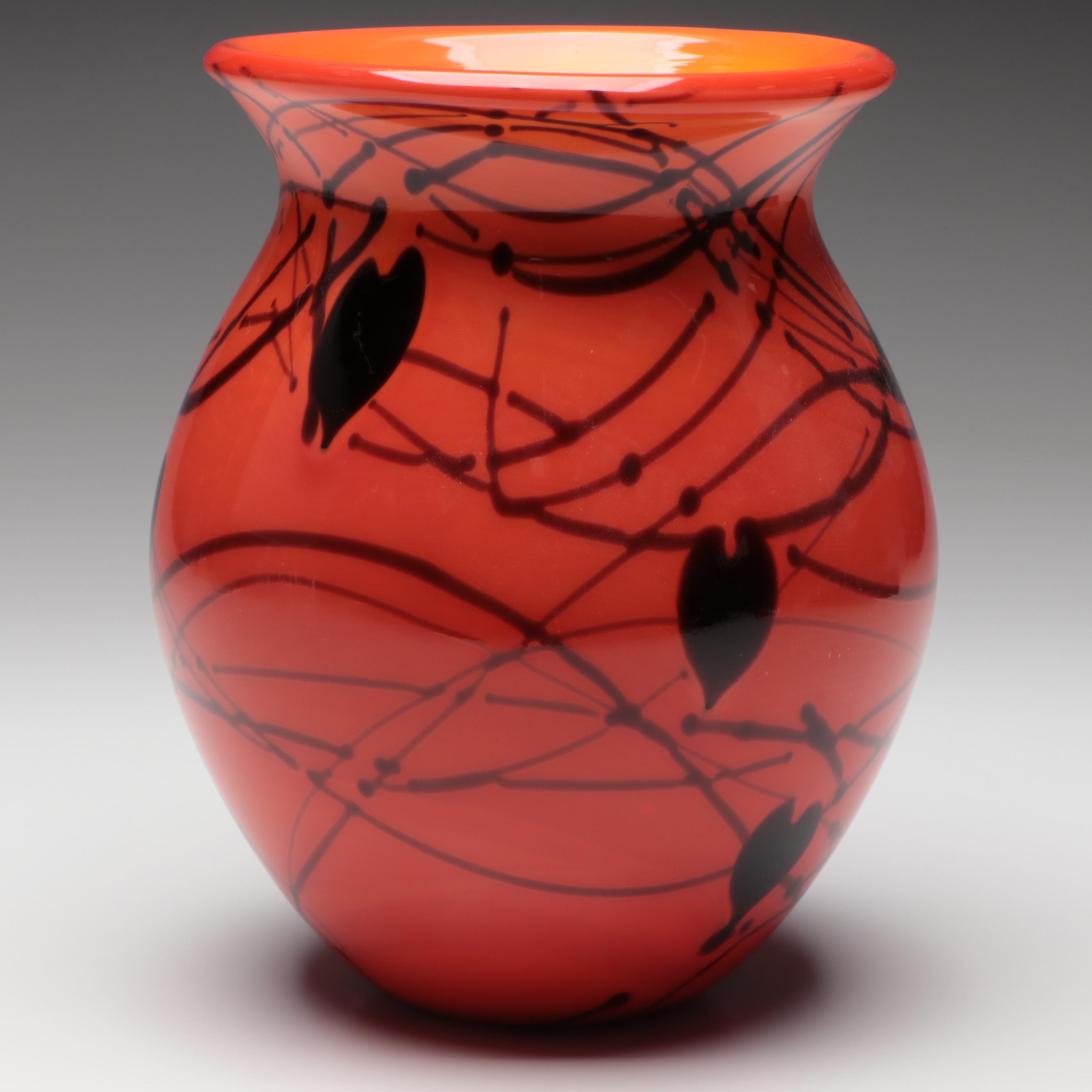Fenton "Hanging Heart Bittersweet" Signed Limited Edition Blown Glass Vase, 1975