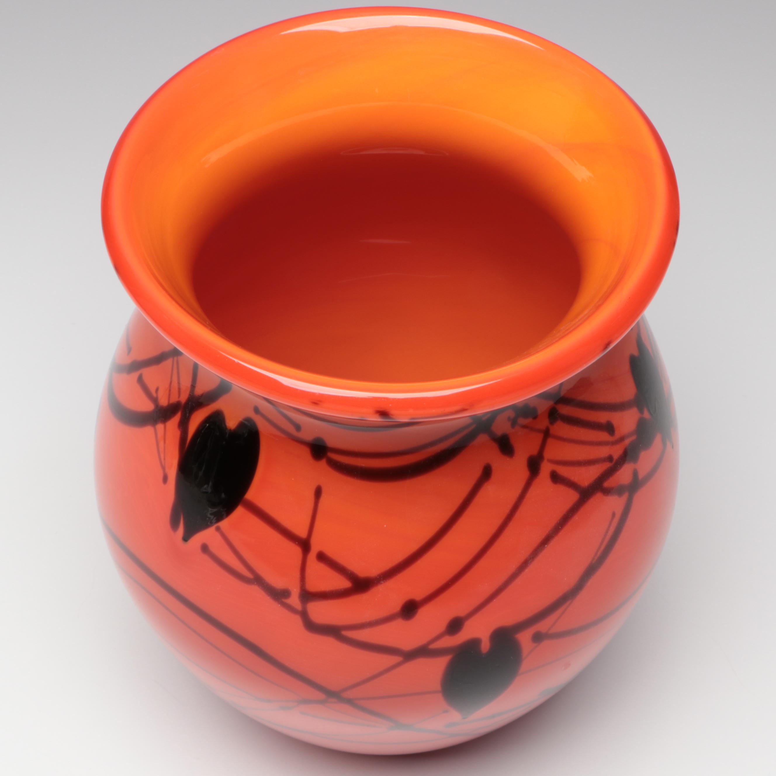 Fenton "Hanging Heart Bittersweet" Signed Limited Edition Blown Glass Vase, 1975