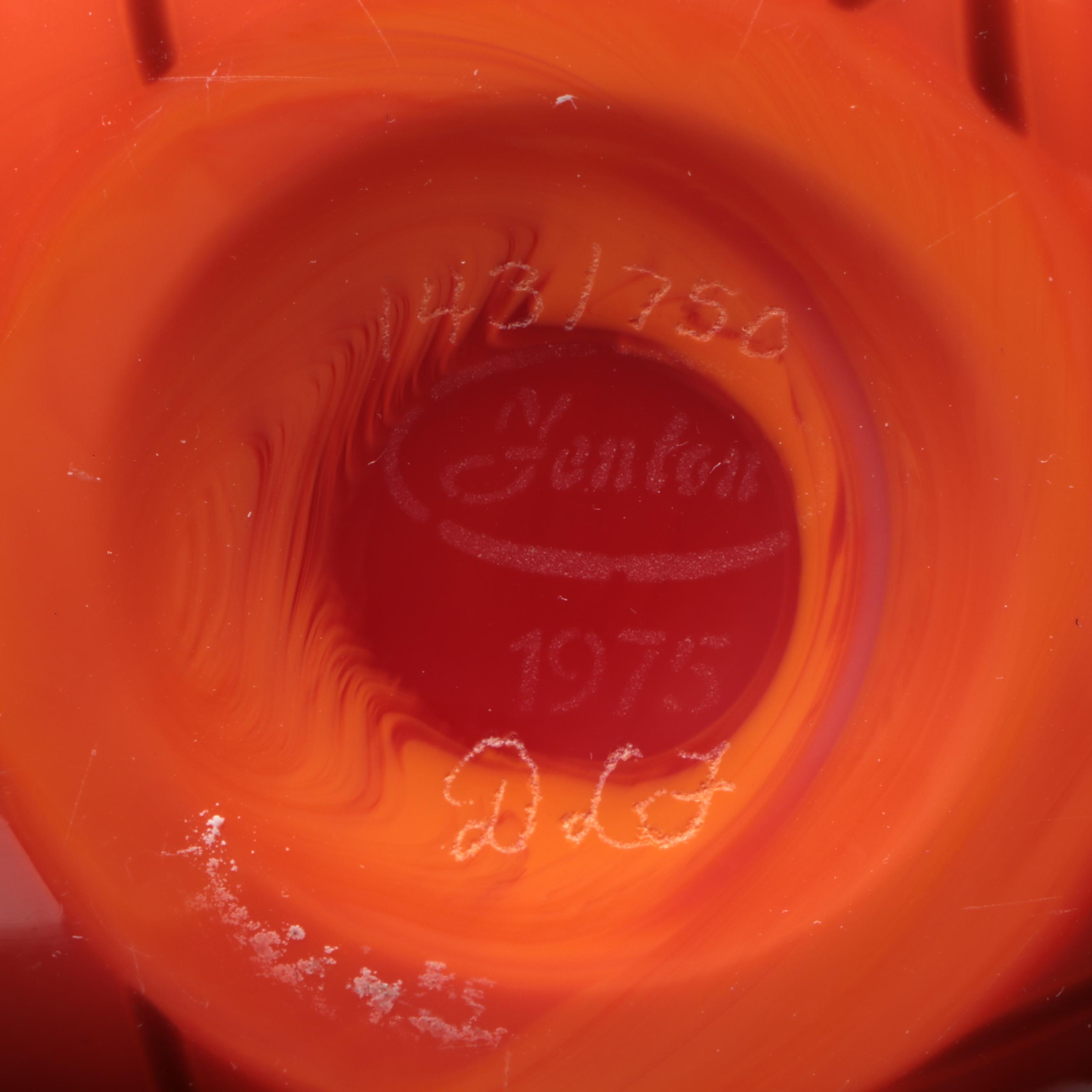 Fenton "Hanging Heart Bittersweet" Signed Limited Edition Blown Glass Vase, 1975