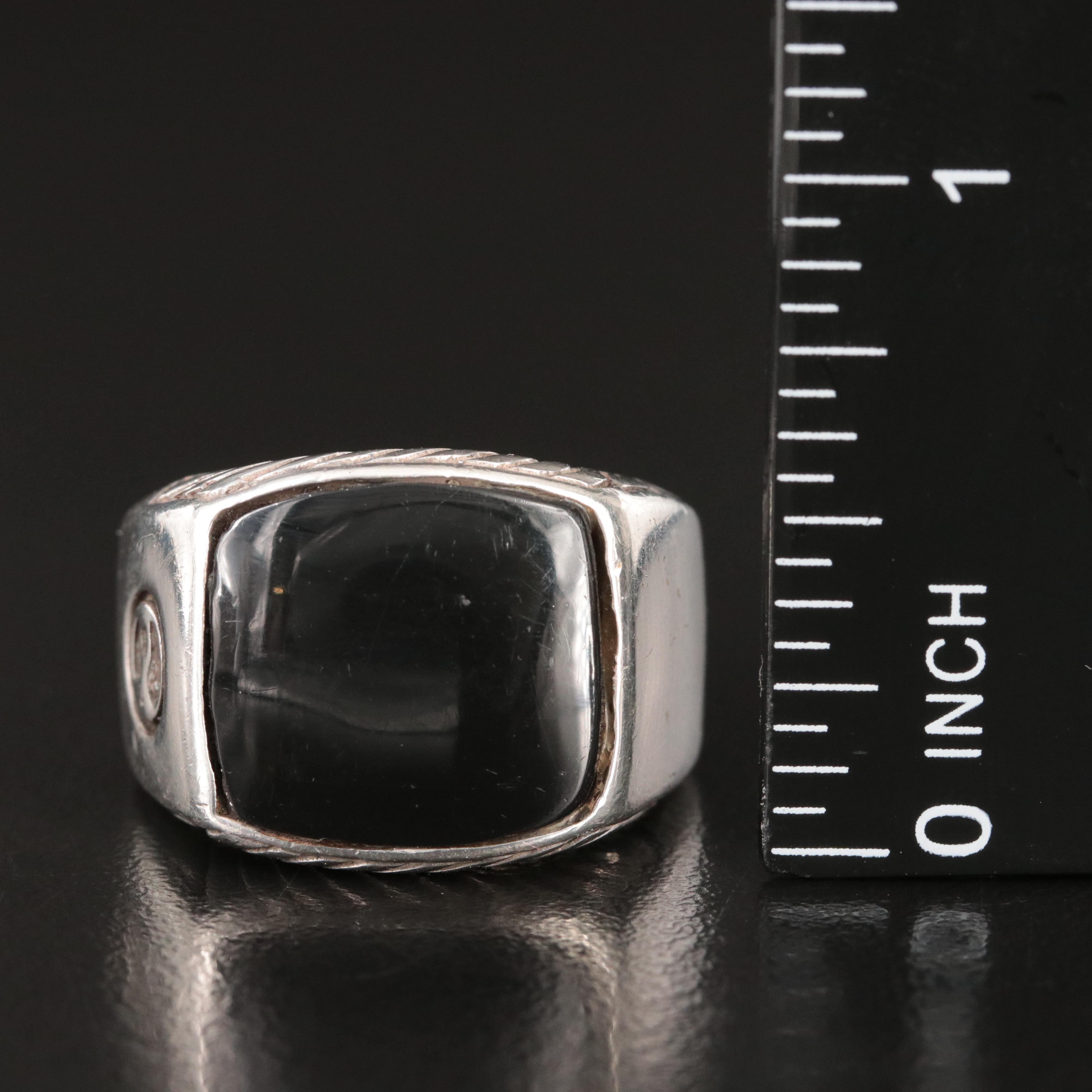 David Yurman Sterling and Enamel Signet Ring