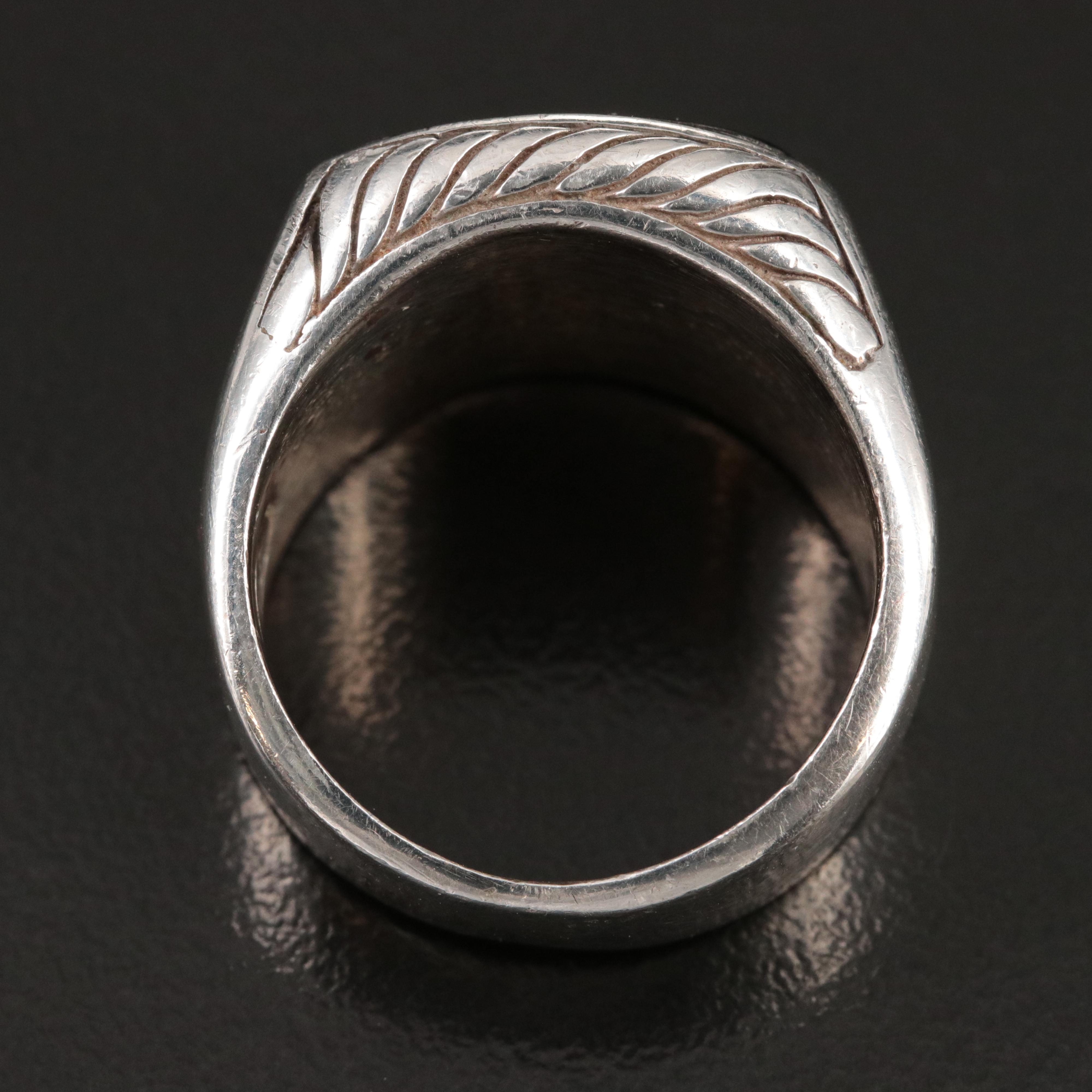 David Yurman Sterling and Enamel Signet Ring