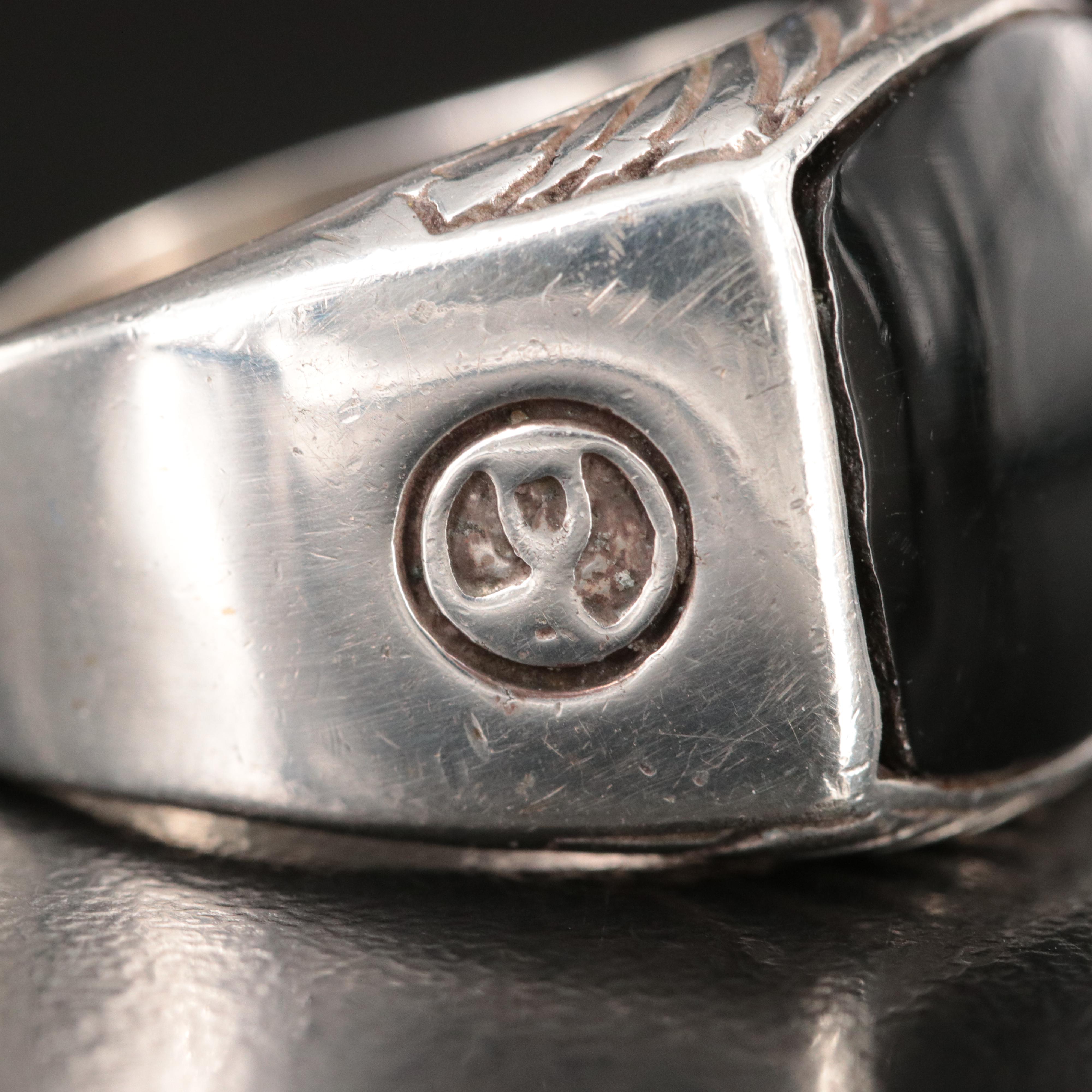 David Yurman Sterling and Enamel Signet Ring