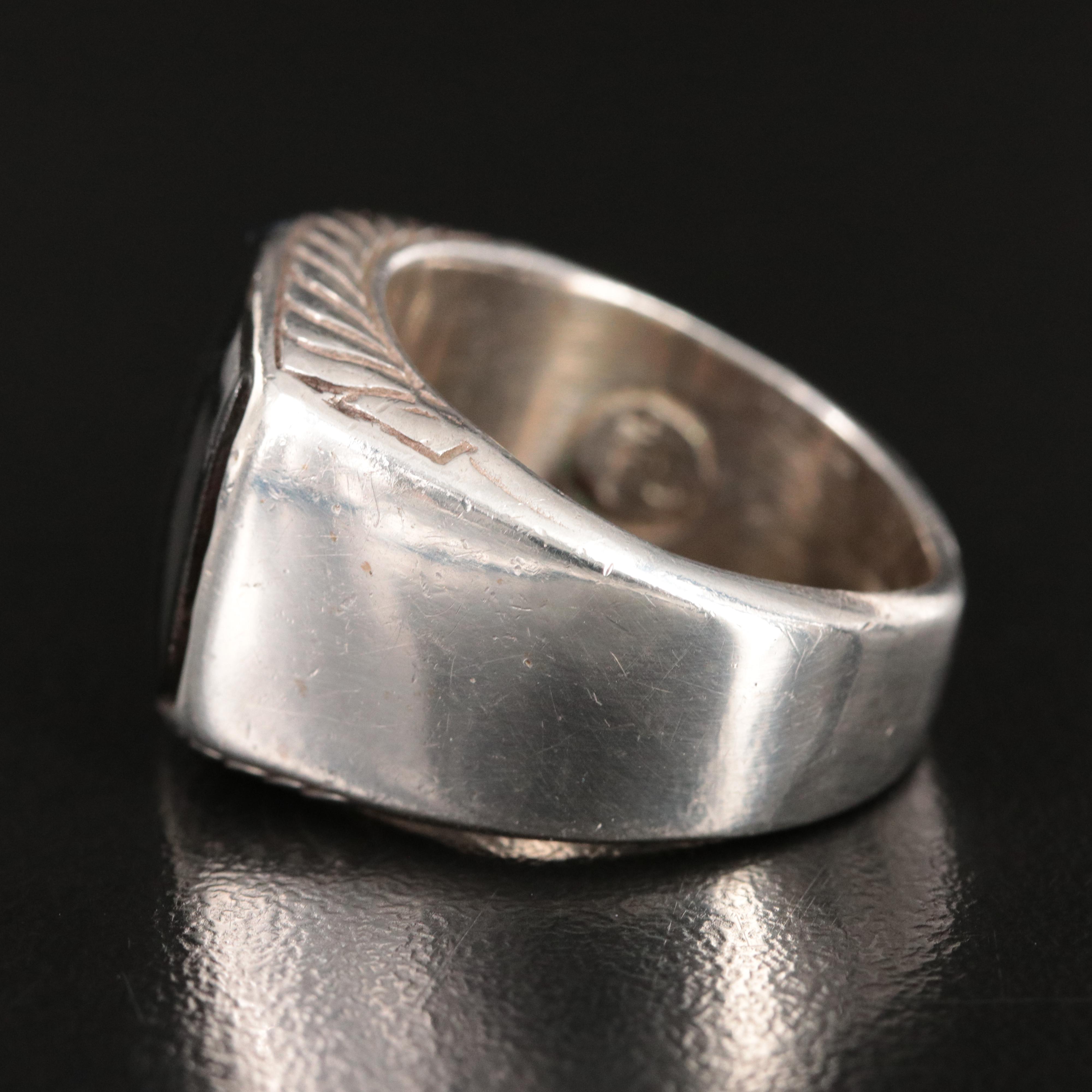 David Yurman Sterling and Enamel Signet Ring