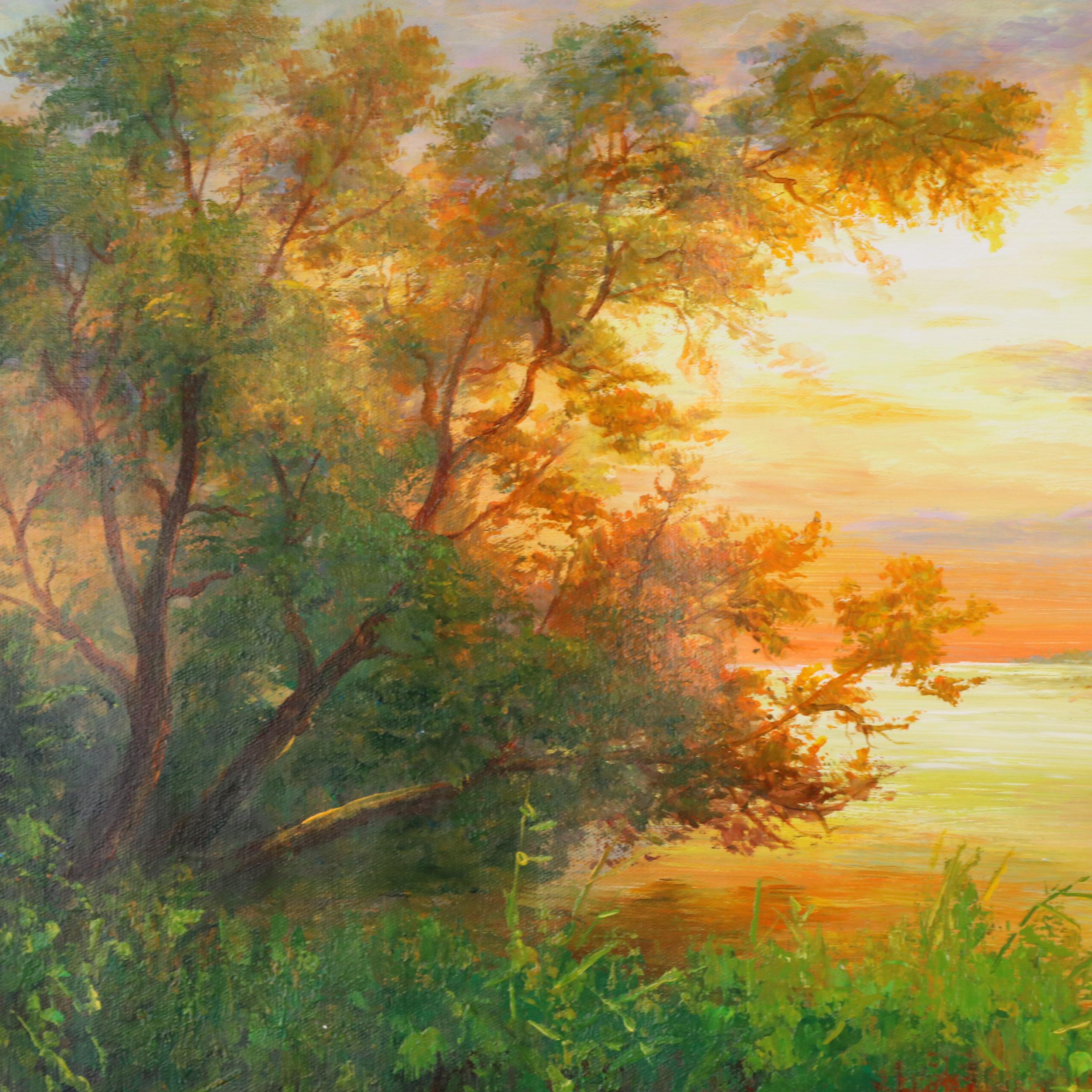 Qinghua Lake Landscape Oil Painting, 21st Century