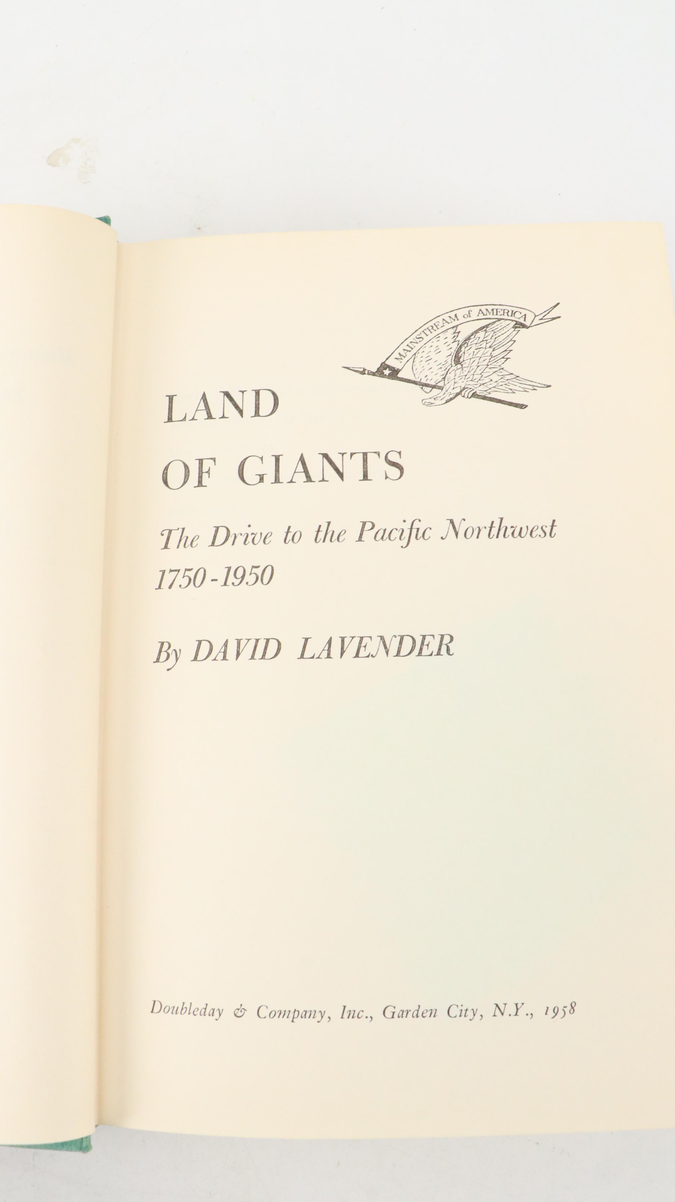 First Edition "Land of Giants" by David Lavender and Other Book, Mid-20th C.