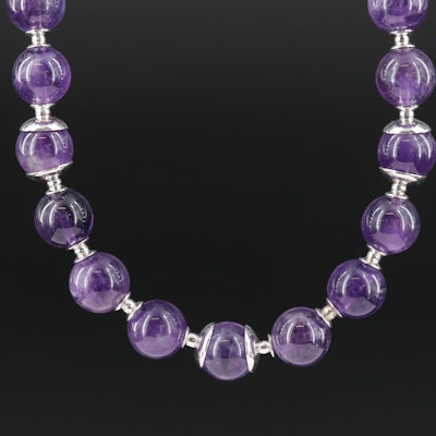 Sterling Amethyst Bead Necklace