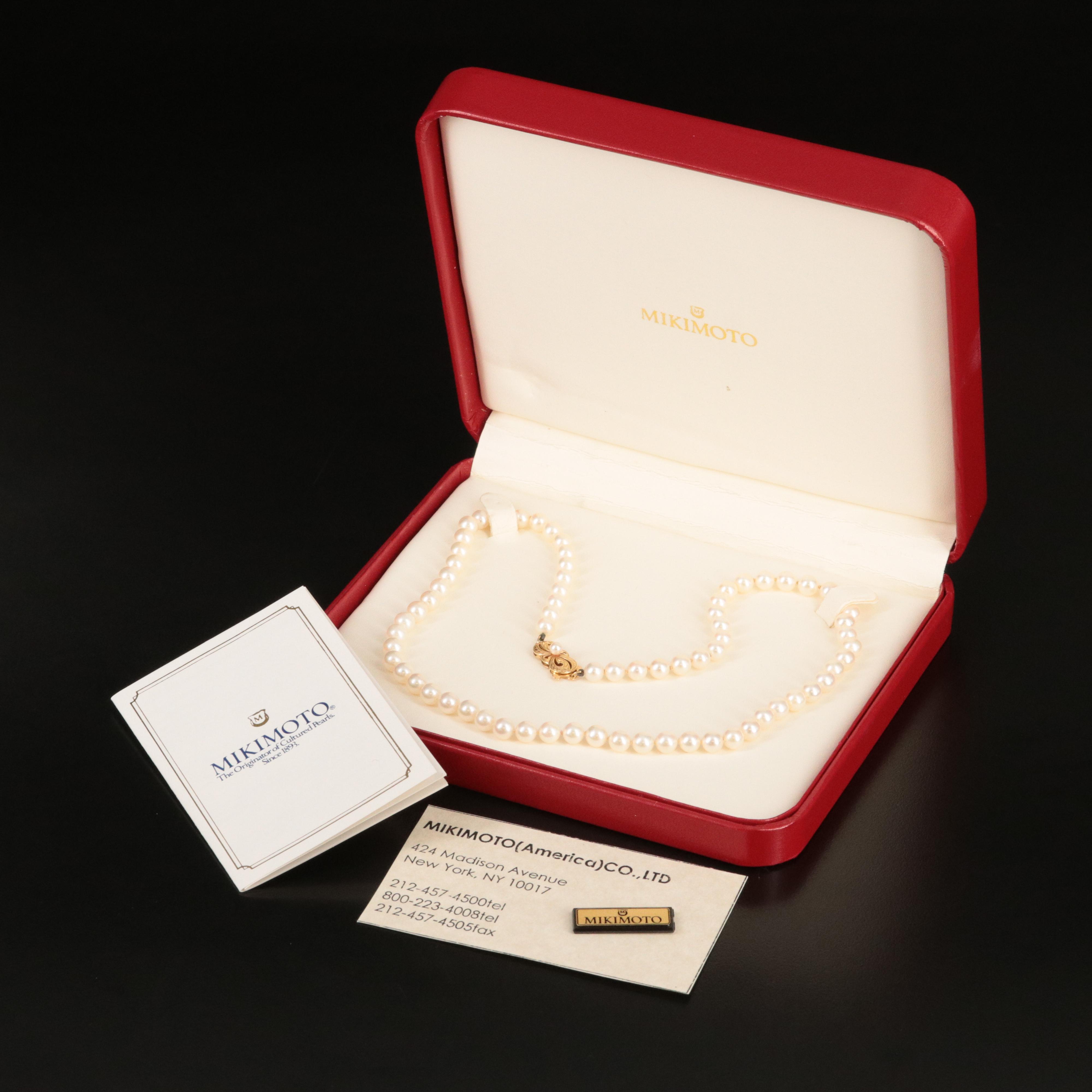 Mikimoto Pearl Necklace with 18K Clasp
