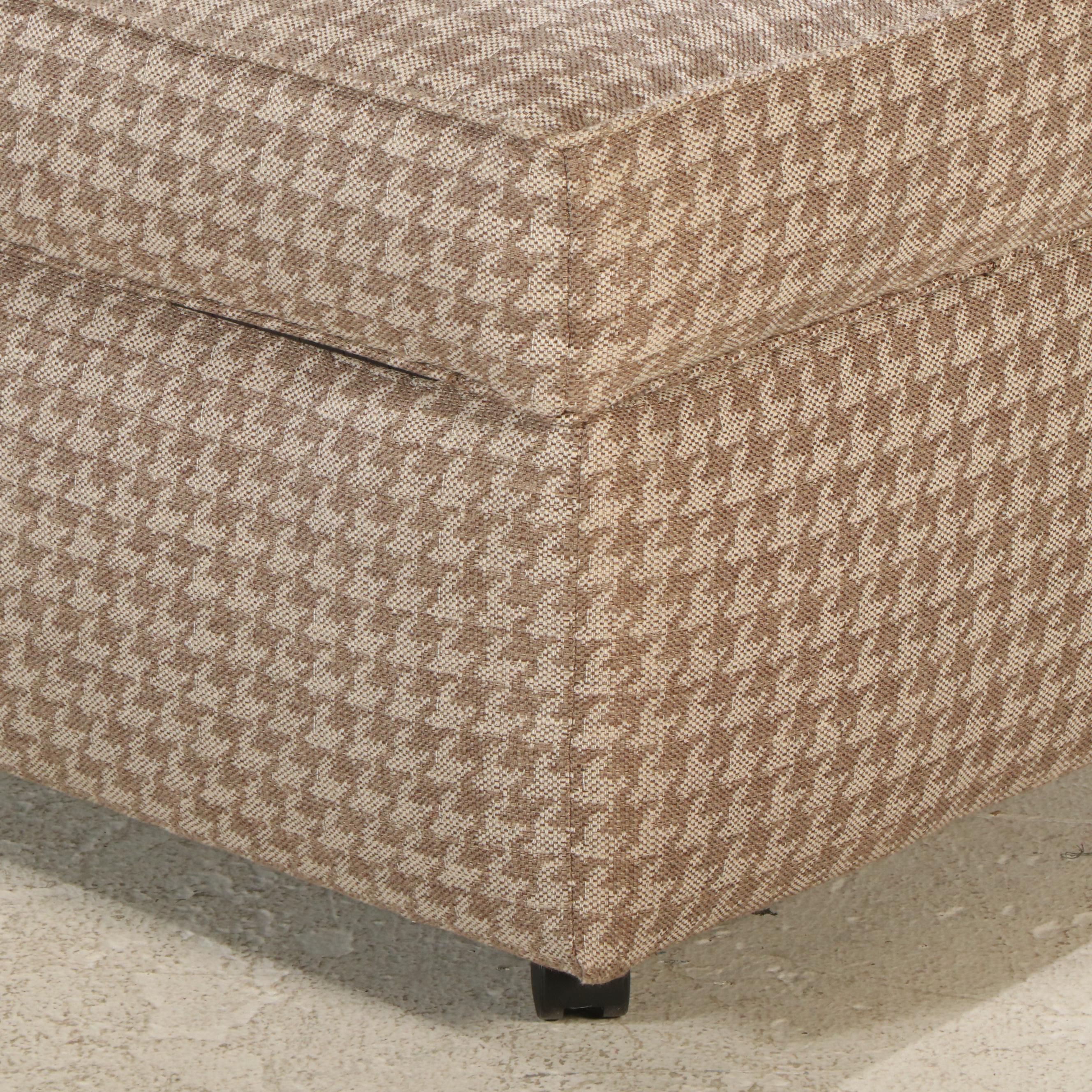 England Inc. Houndstooth-Upholstered Rolling Storage Ottoman