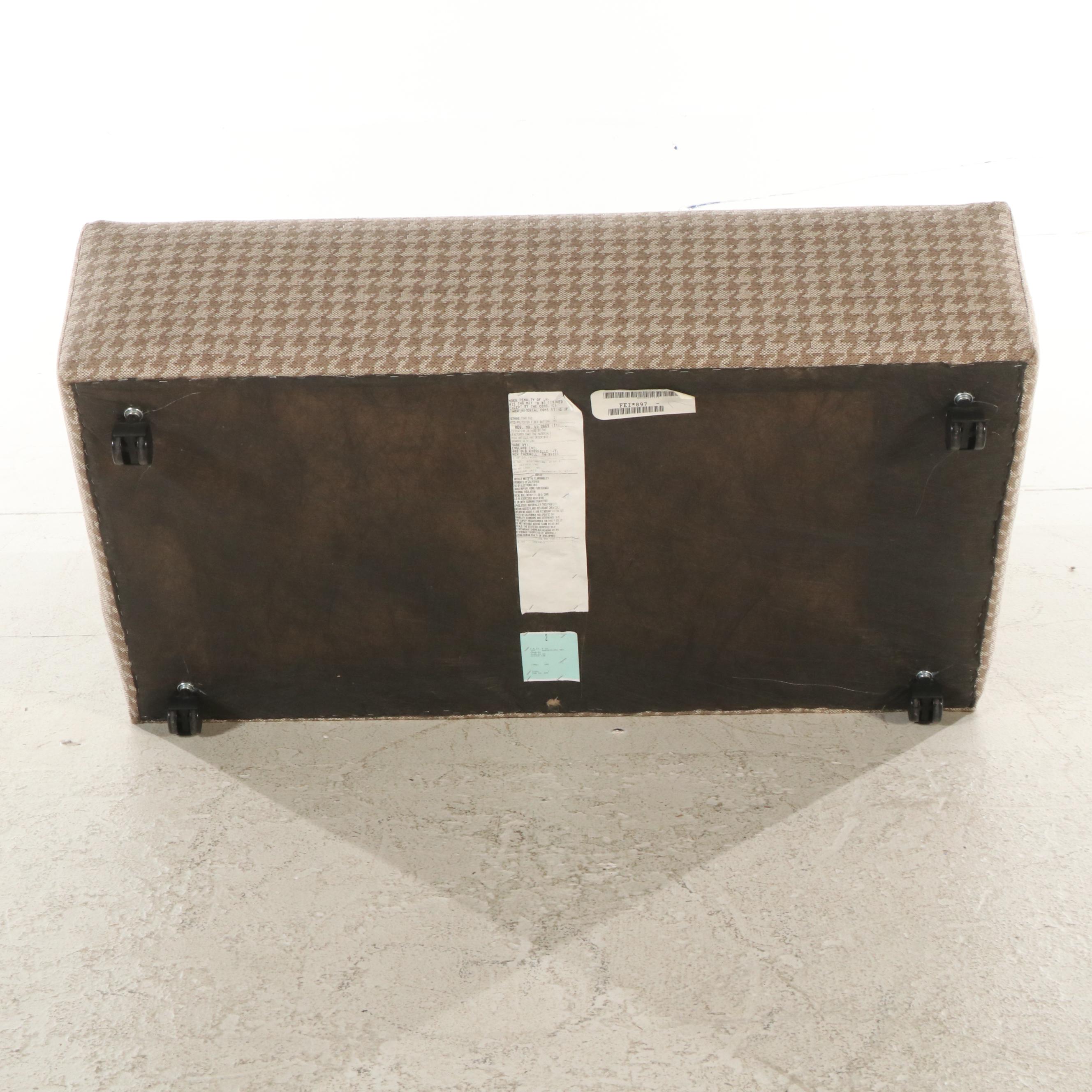 England Inc. Houndstooth-Upholstered Rolling Storage Ottoman