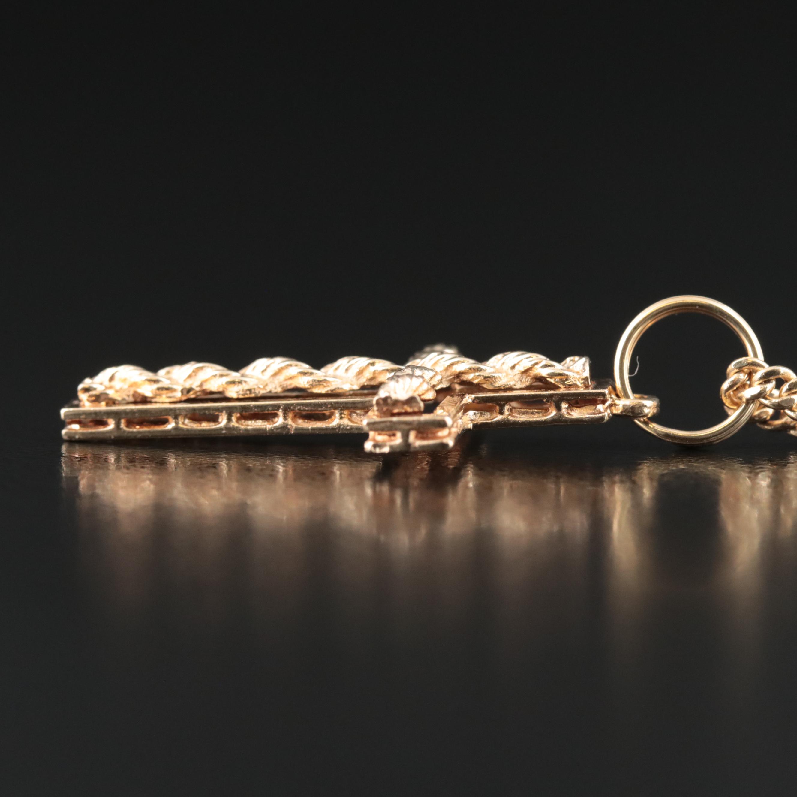 14K Rope Chain Cross Necklace