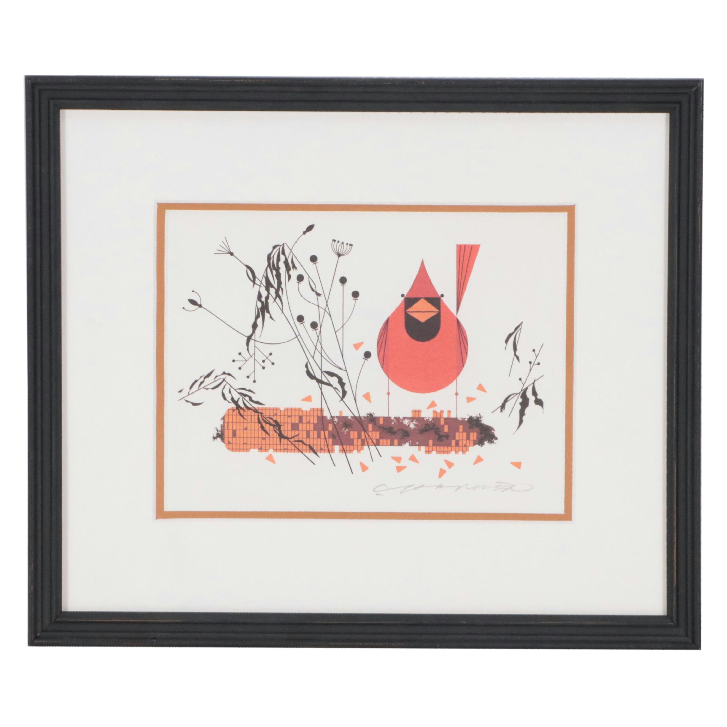 Charley Harper Offset Lithograph "Cardinal"