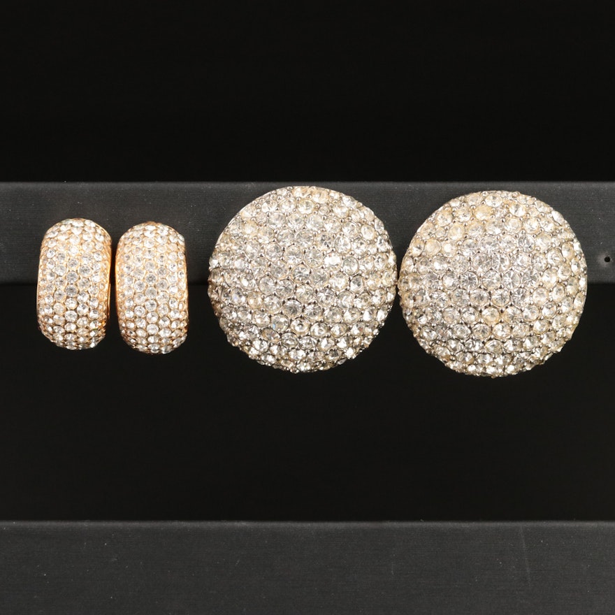 Kenneth Jay Lane and Christian Dior Crystal Clip Earrings