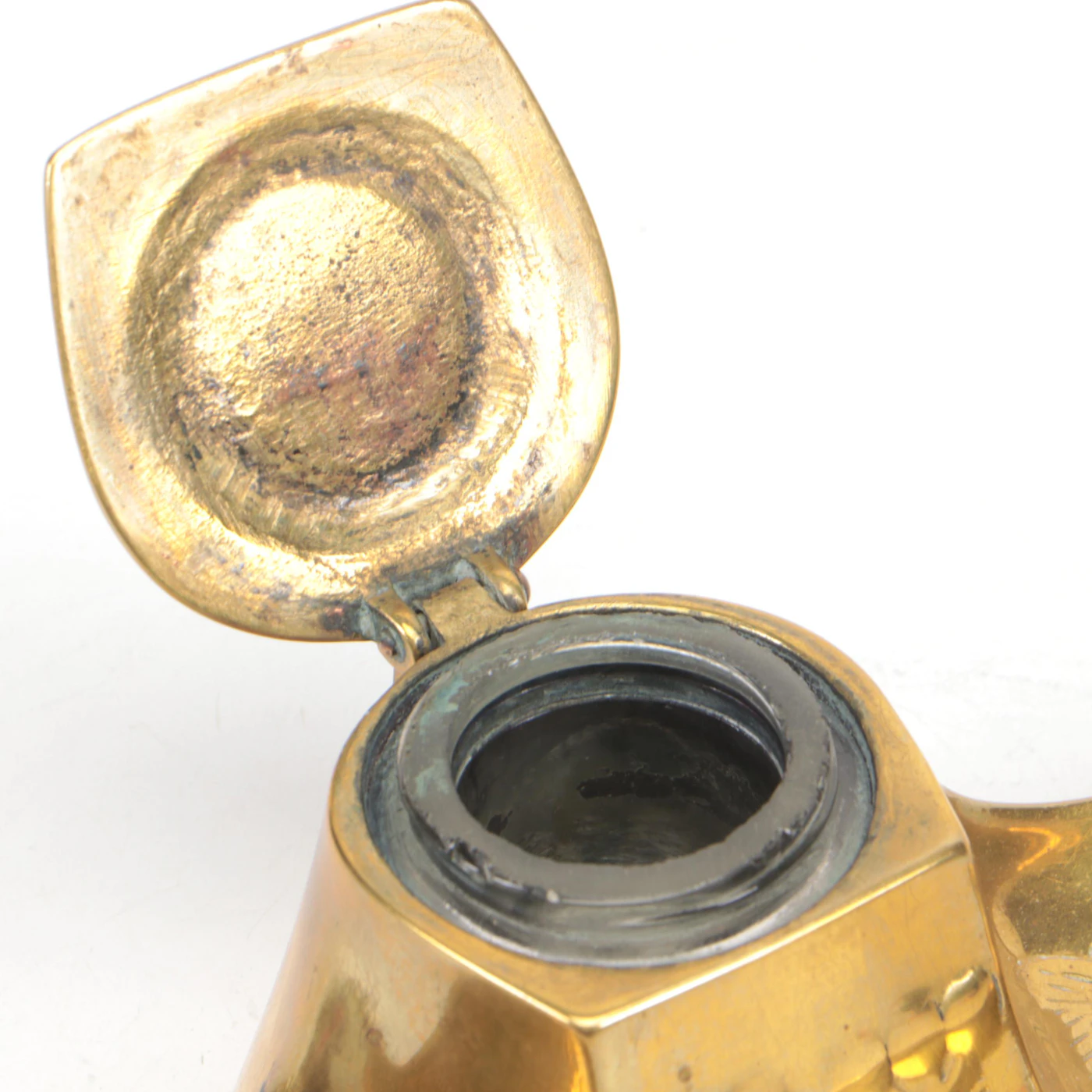Art Nouveau Brass Inkwell with Boston Glass Insert | EBTH