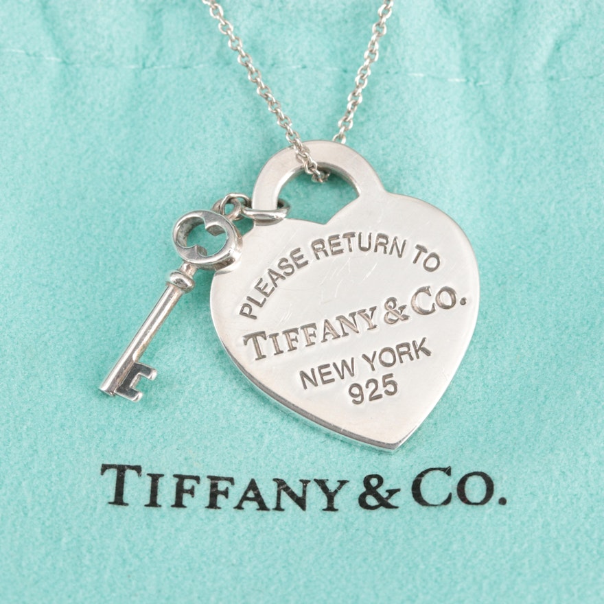 Tiffany & Co. Sterling Return to Tiffany Heart Tag with Key Necklace