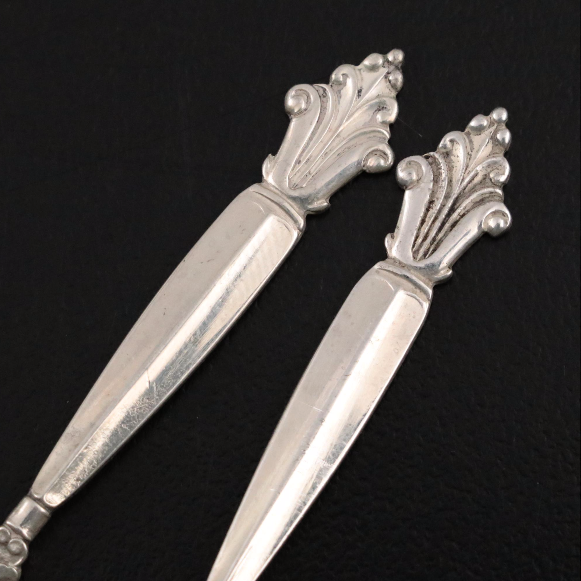 Vintage Georg Jensen "Acanthus" Sterling Silver Salt Cellars and Spoons