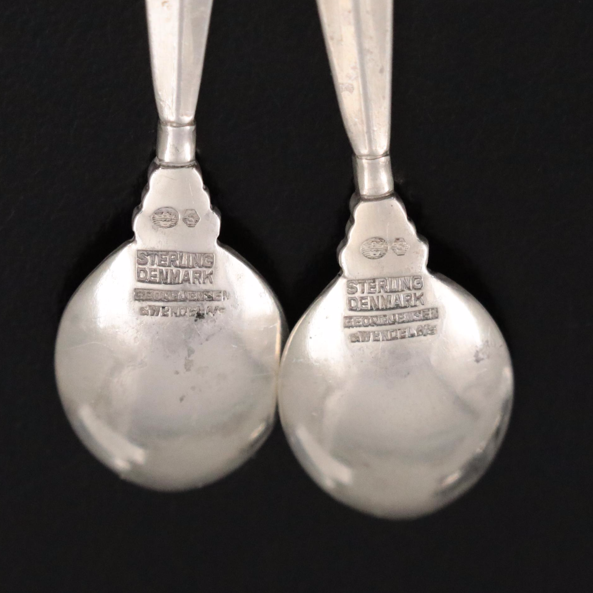 Vintage Georg Jensen "Acanthus" Sterling Silver Salt Cellars and Spoons