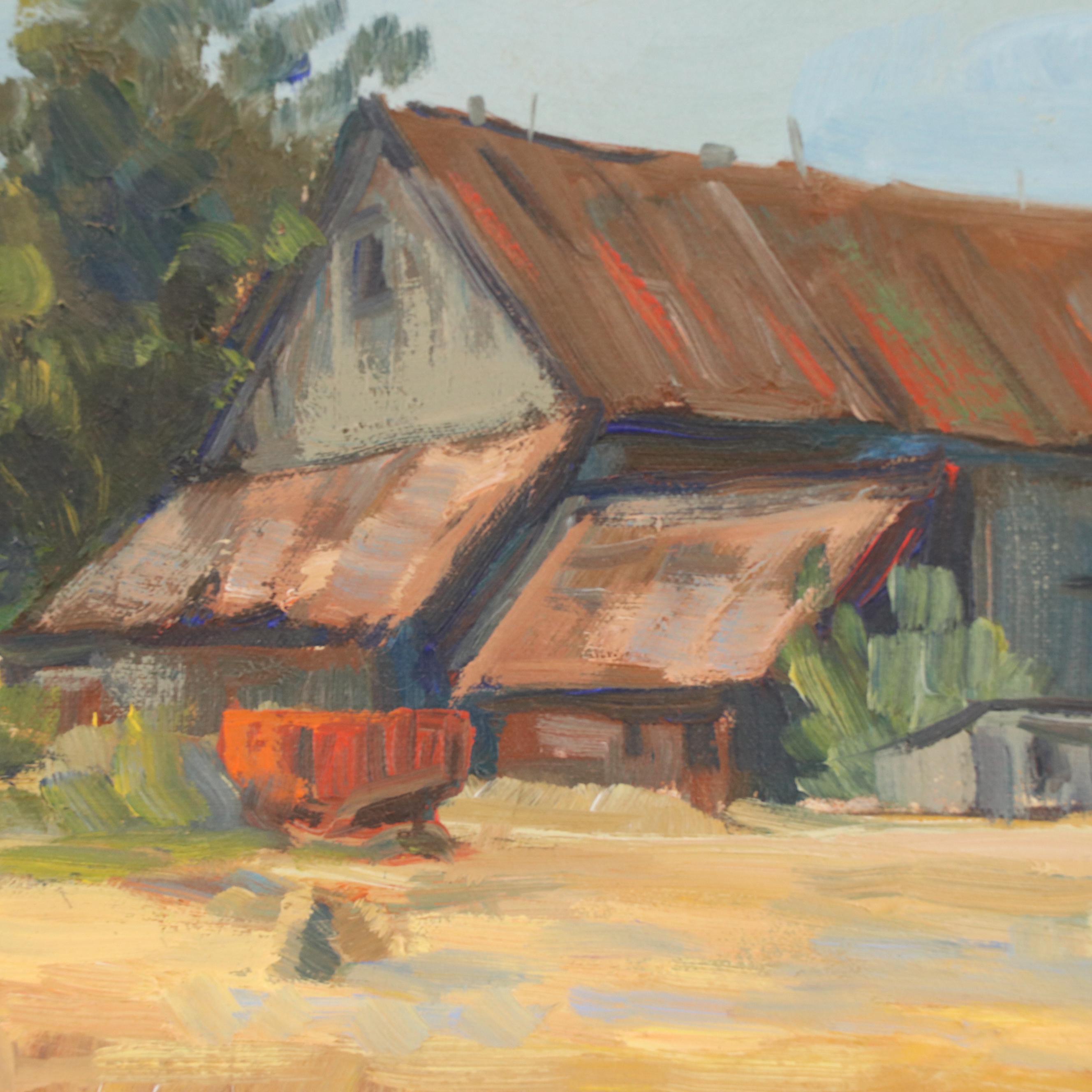 Ron Leonard Oil Painting of Farm Landscape, 1978