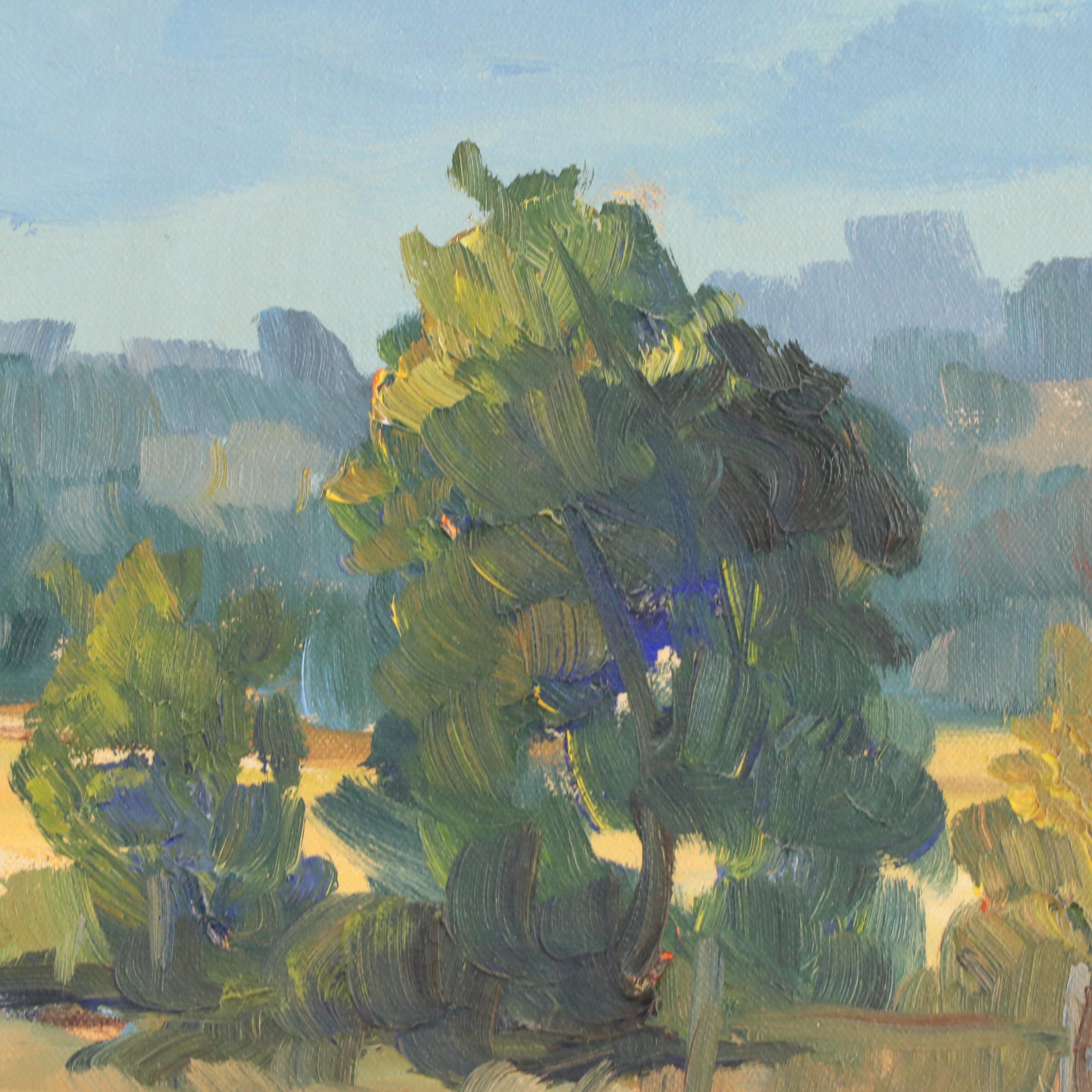 Ron Leonard Oil Painting of Farm Landscape, 1978