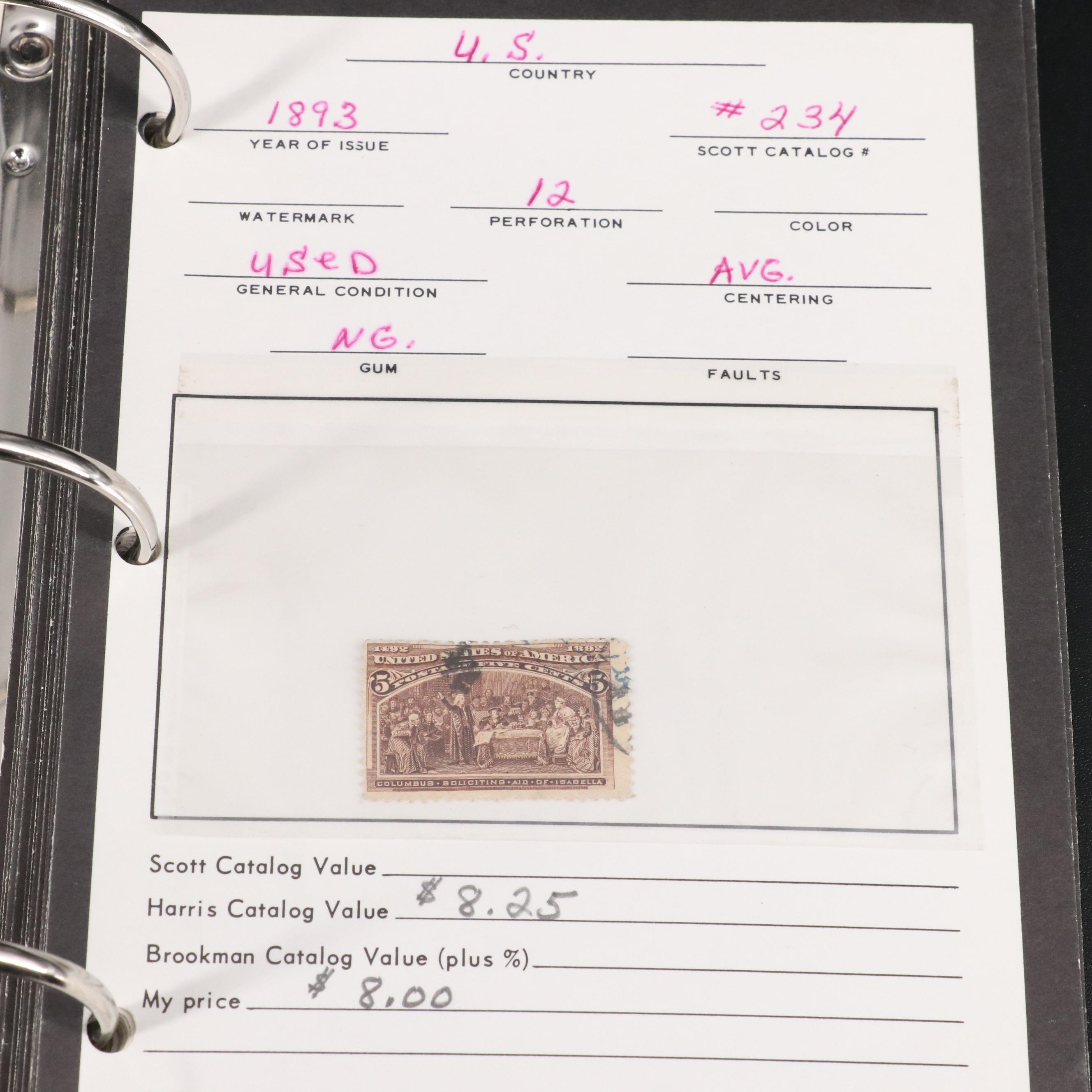 Binder of U.S. Carded Postage Stamps, Including Columbian, Pan-American and More