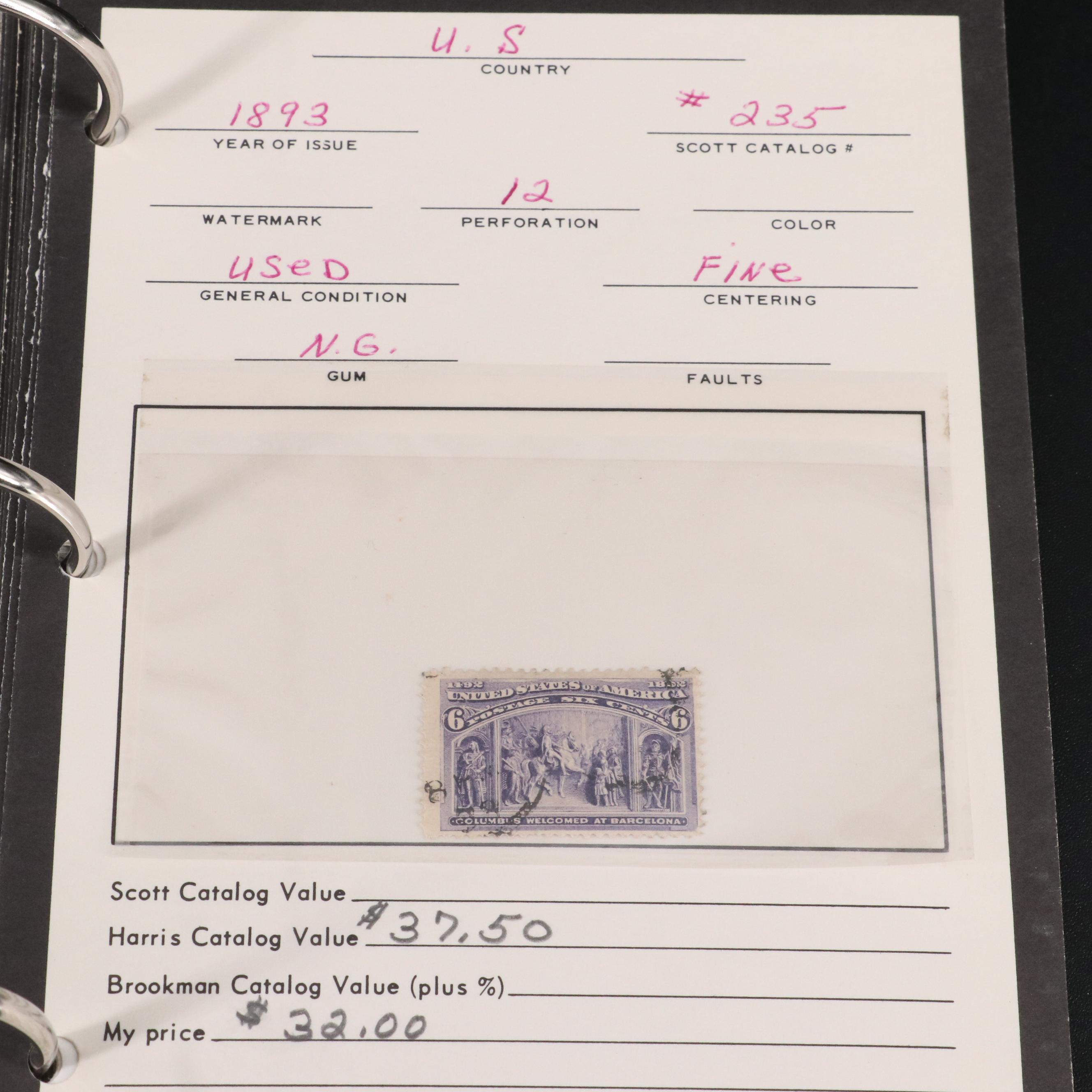 Binder of U.S. Carded Postage Stamps, Including Columbian, Pan-American and More