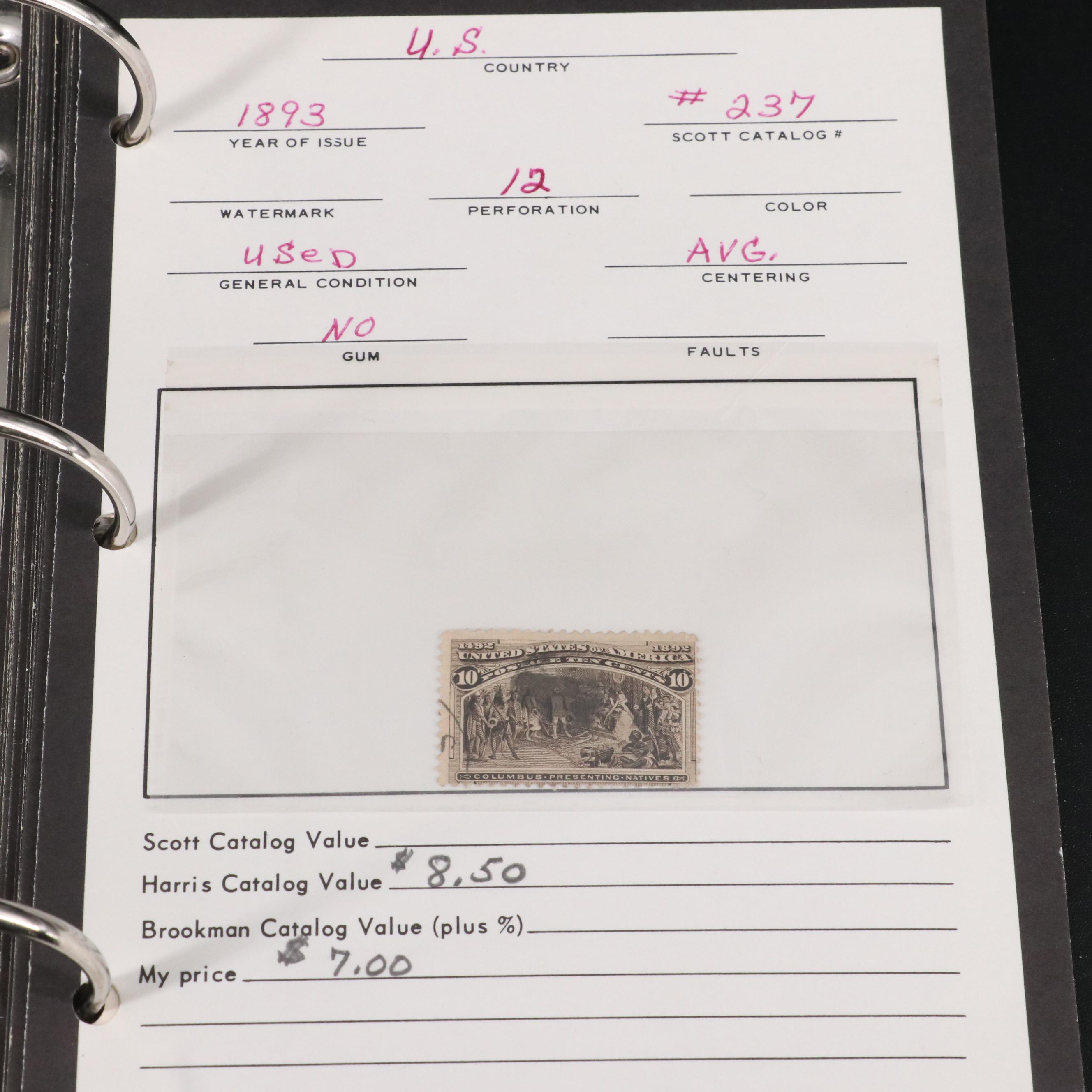 Binder of U.S. Carded Postage Stamps, Including Columbian, Pan-American and More