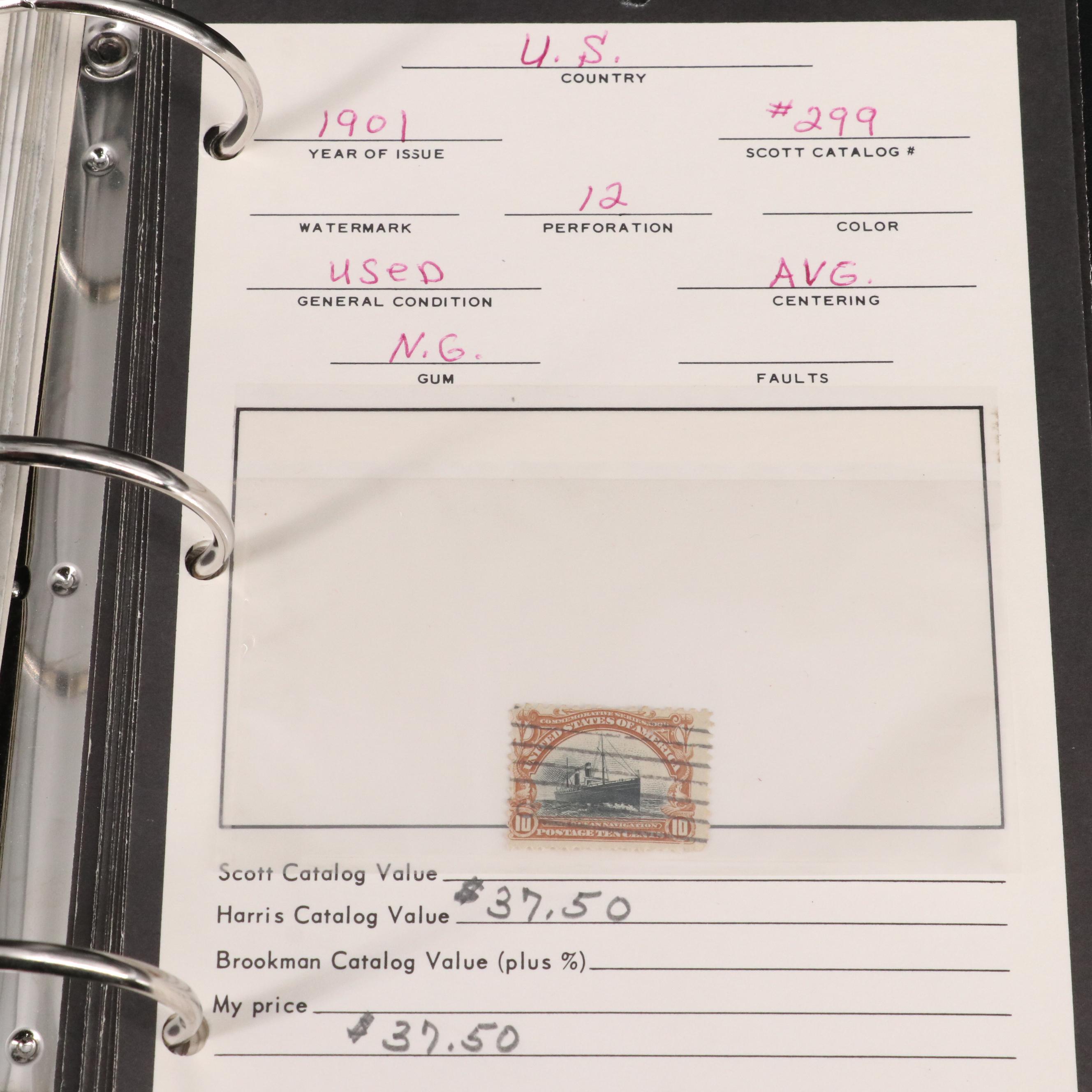 Binder of U.S. Carded Postage Stamps, Including Columbian, Pan-American and More