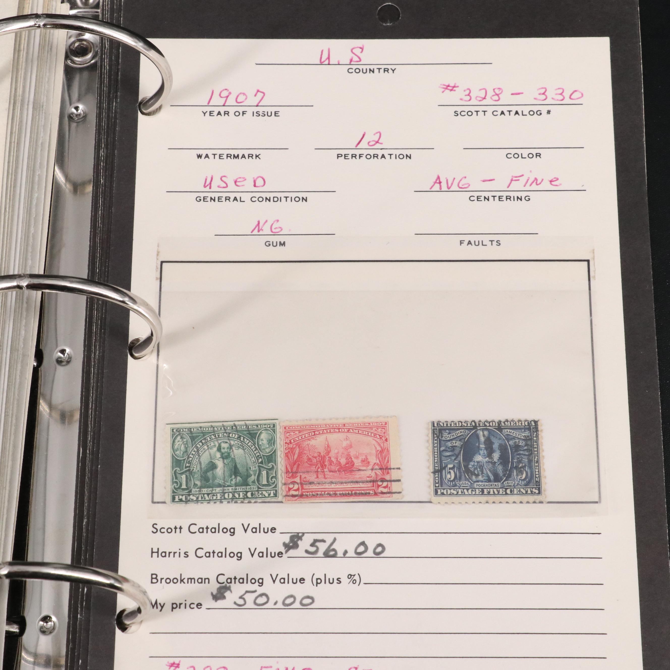 Binder of U.S. Carded Postage Stamps, Including Columbian, Pan-American and More