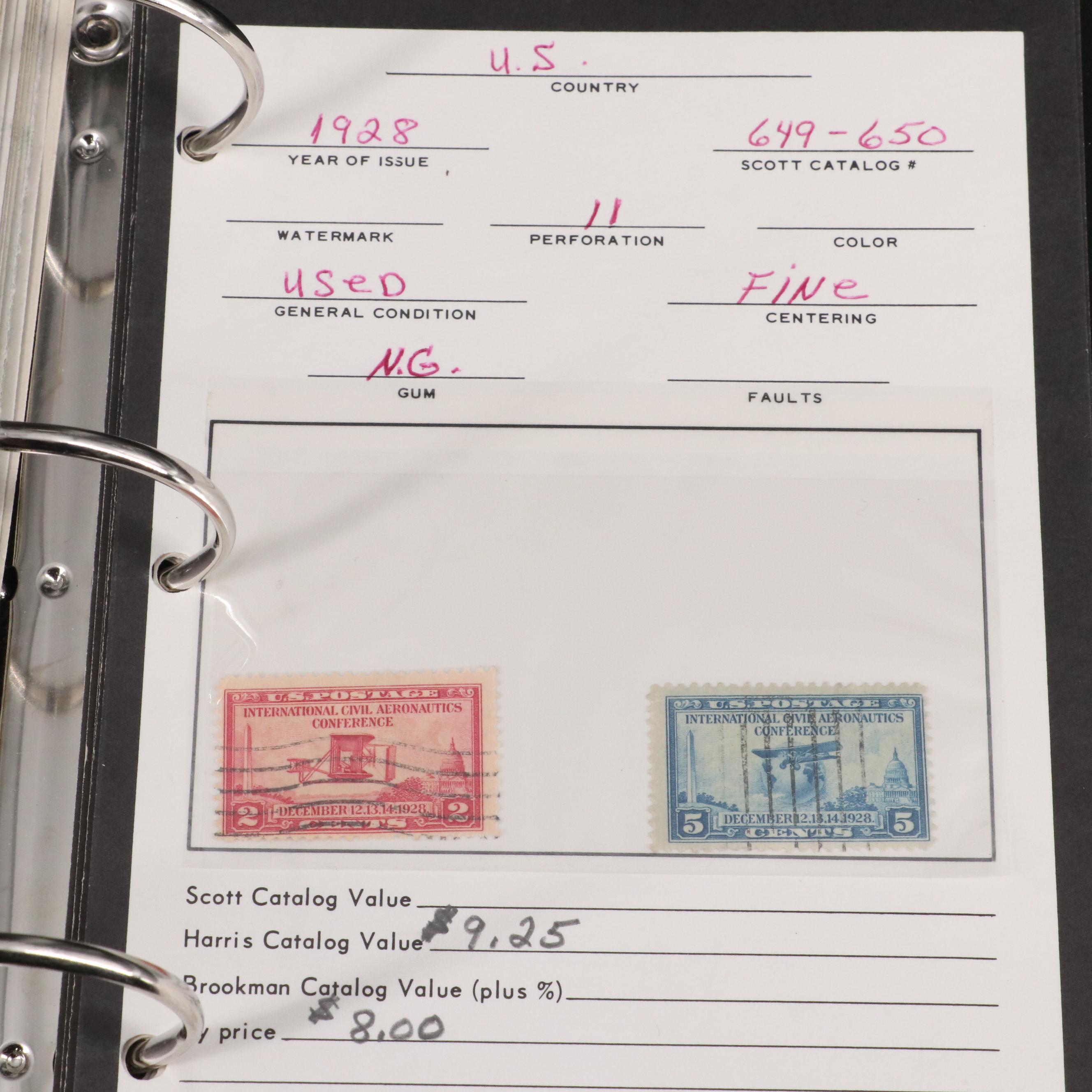 Binder of U.S. Carded Postage Stamps, Including Columbian, Pan-American and More