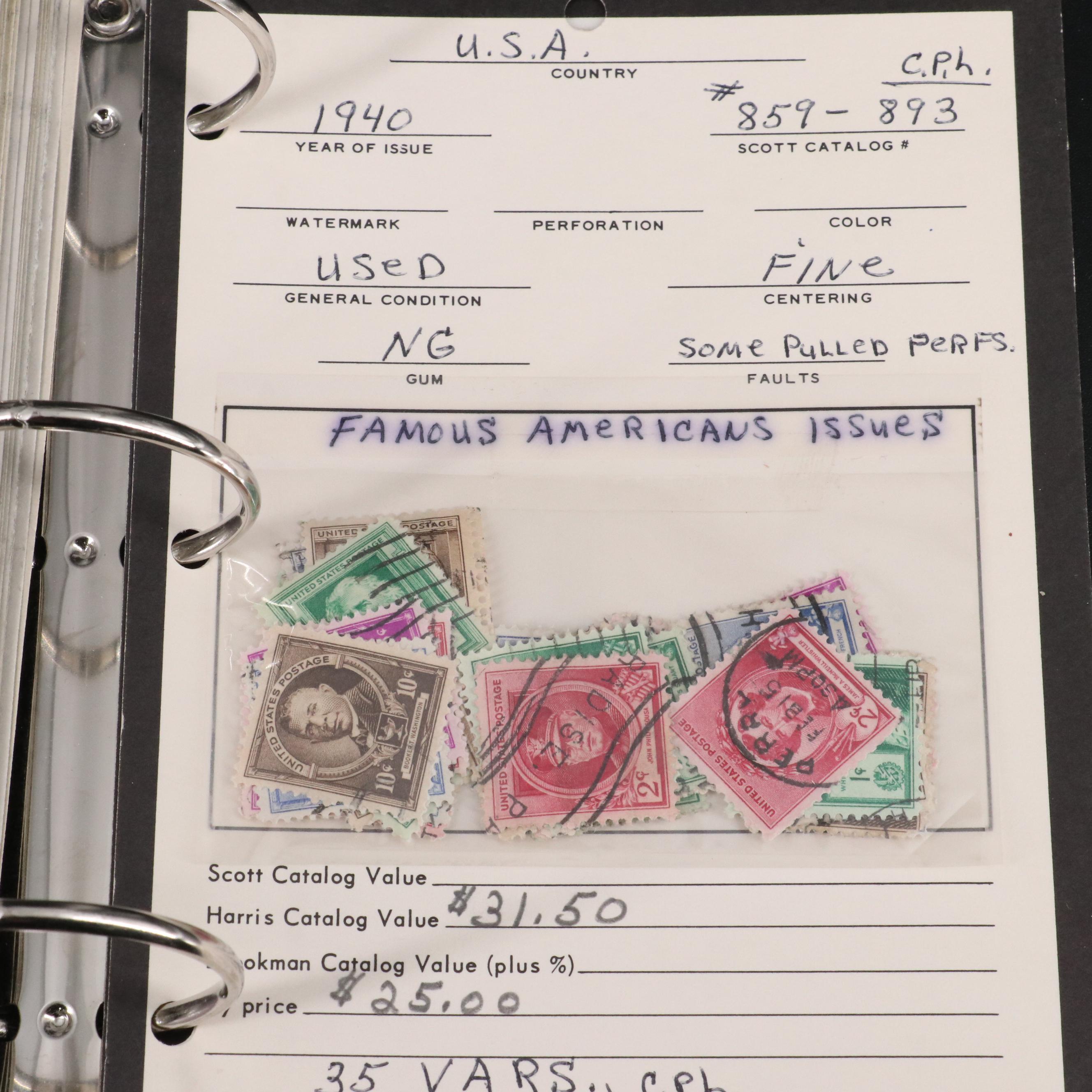 Binder of U.S. Carded Postage Stamps, Including Columbian, Pan-American and More