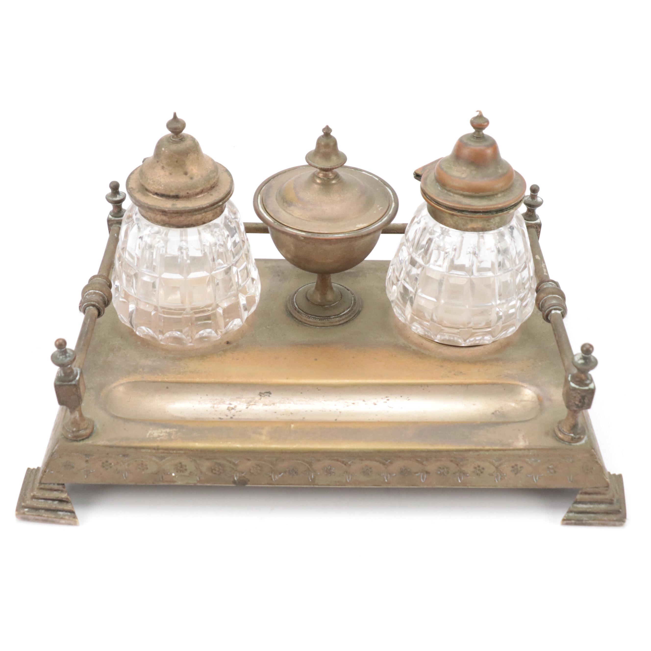 Victorian Robert Pringle (London) Silverplate Inkwell Stand