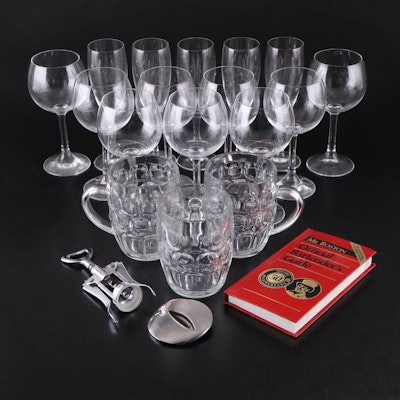 "Mr Boston Offical Bartender's Guide" with Ravenhead Beer Mugs and Other Glasses