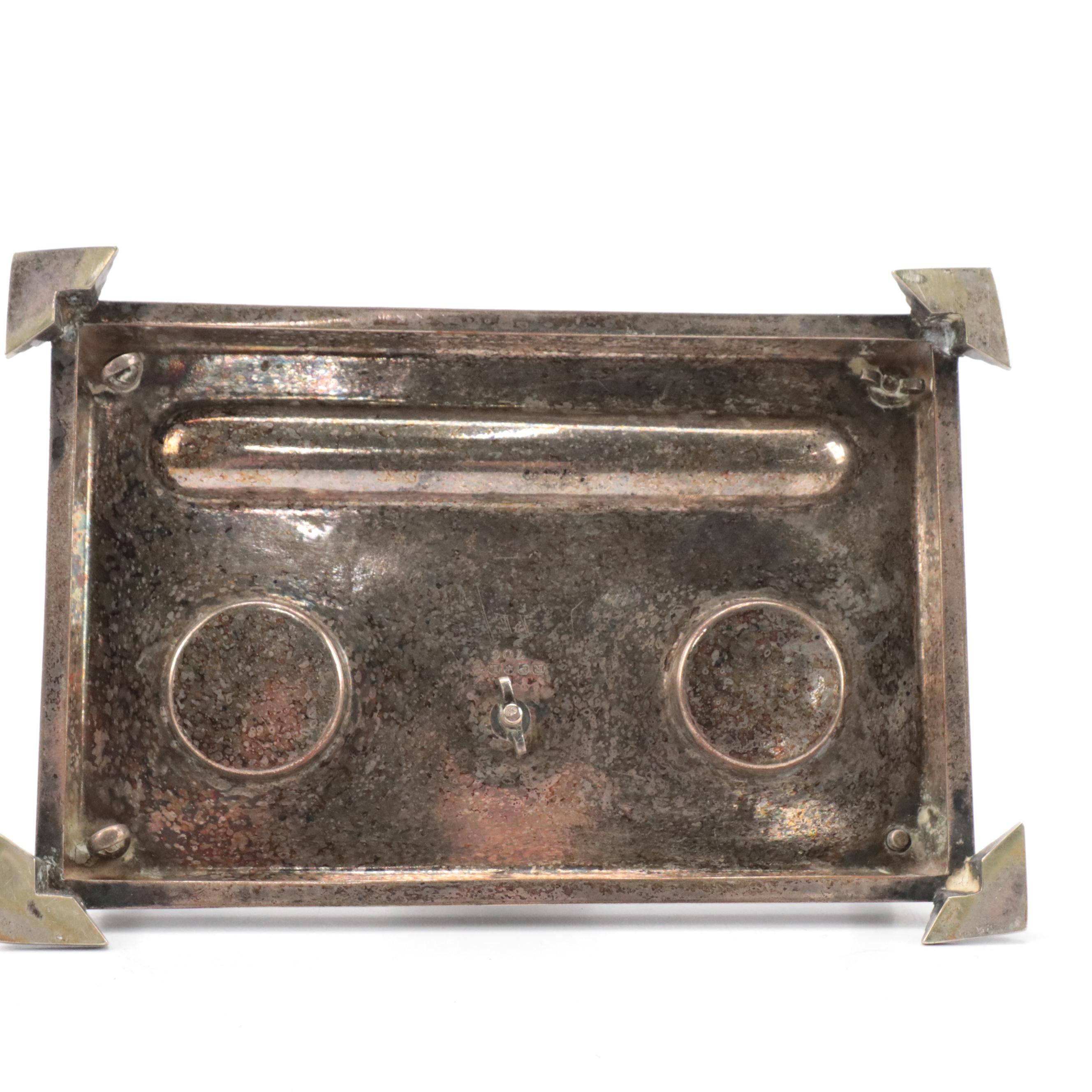 Victorian Robert Pringle (London) Silverplate Inkwell Stand