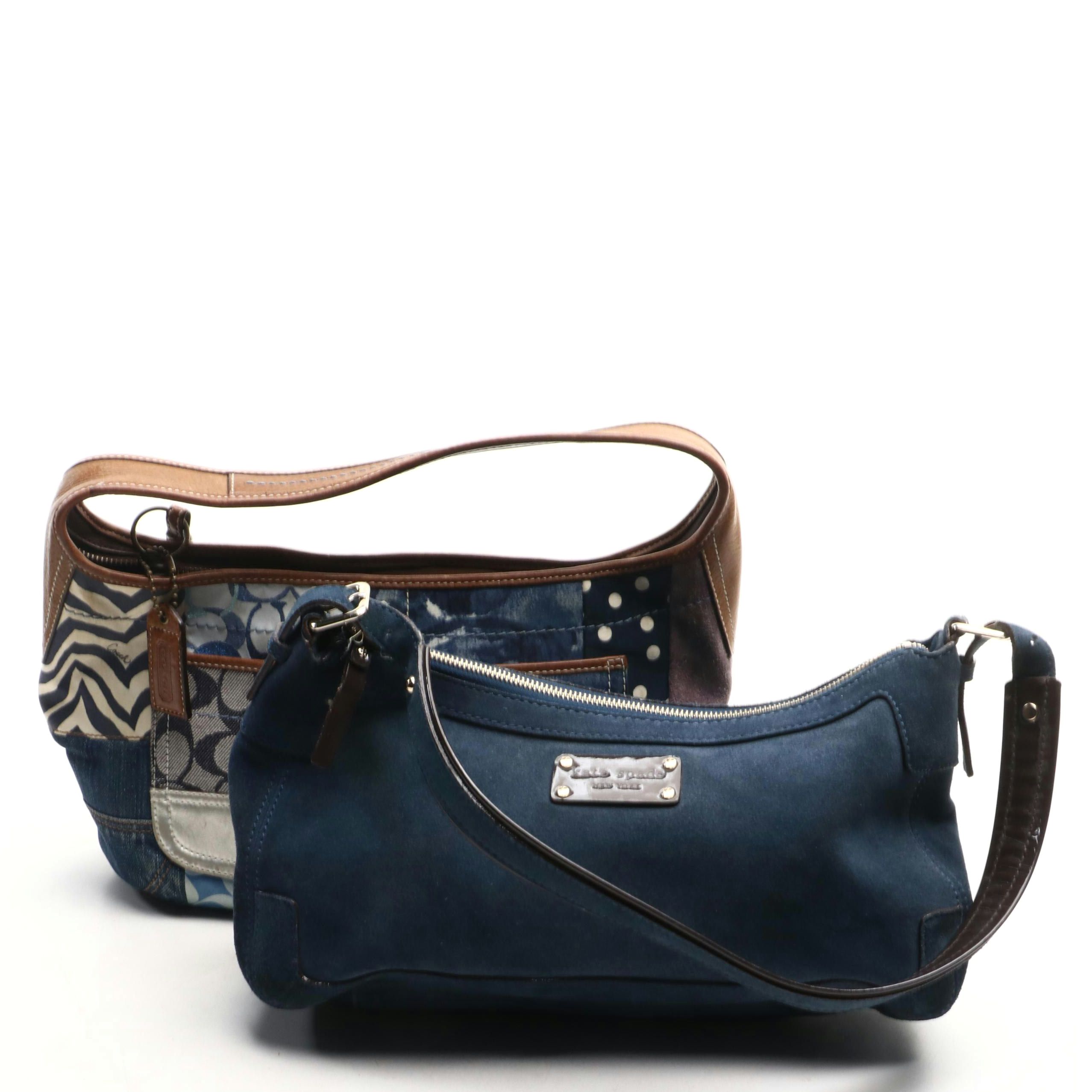Coach Denim Patchwork Hobo Bag and Kate Spade Blue Suede Shoulder Bag