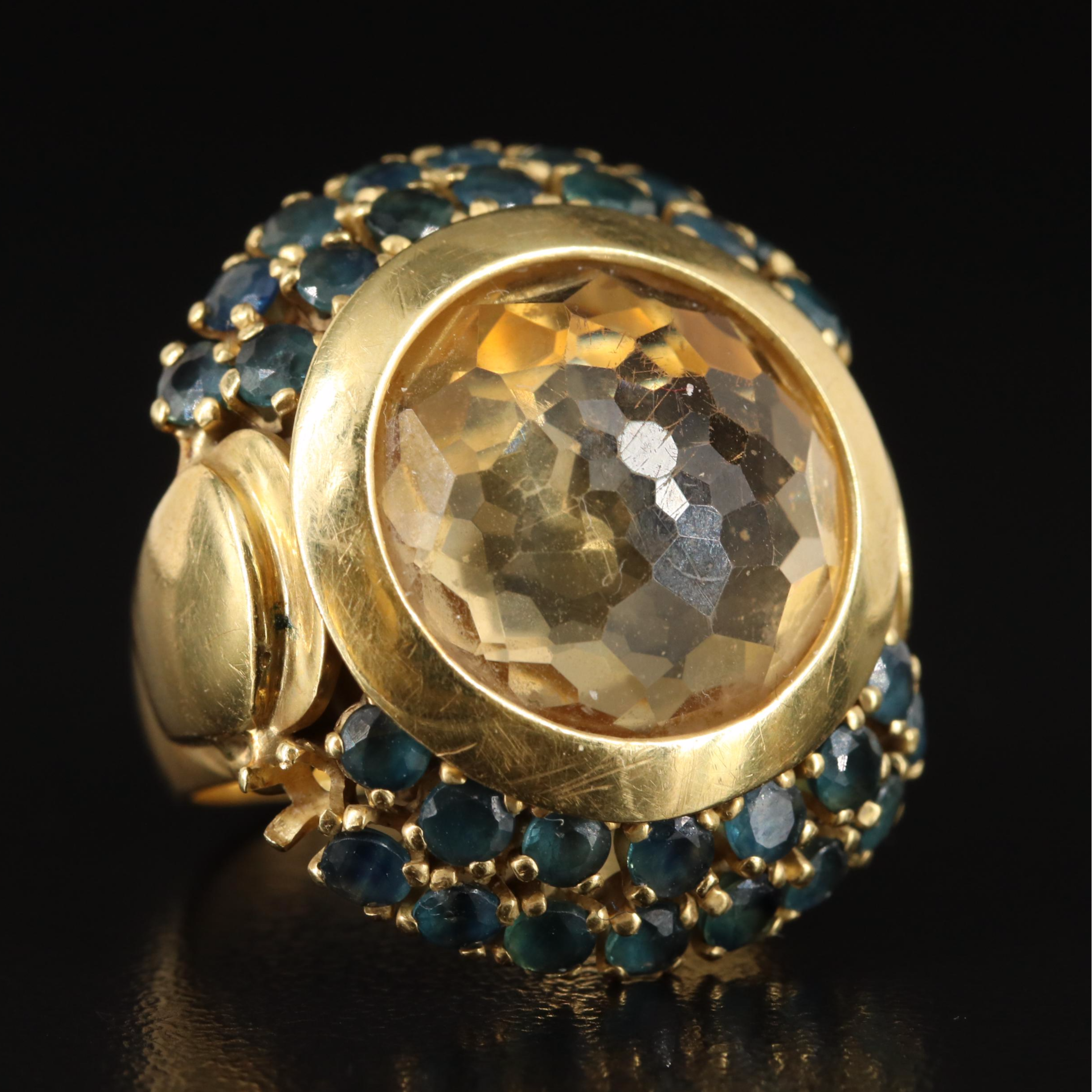 18K Citrine and Sapphire Ring